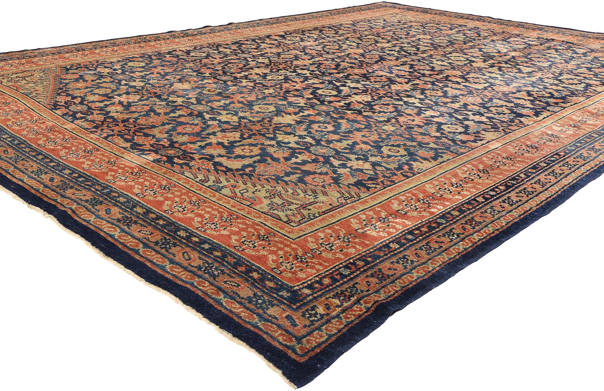 51634 Tappeto antico persiano curdo della fine del XIX secolo, 09'07 x 13'04. I tappeti persiani curdi, provenienti dalle regioni curde prevalentemente dell'Iran ma presenti anche in alcune zone dell'Iraq, della Turchia e della Siria, sono