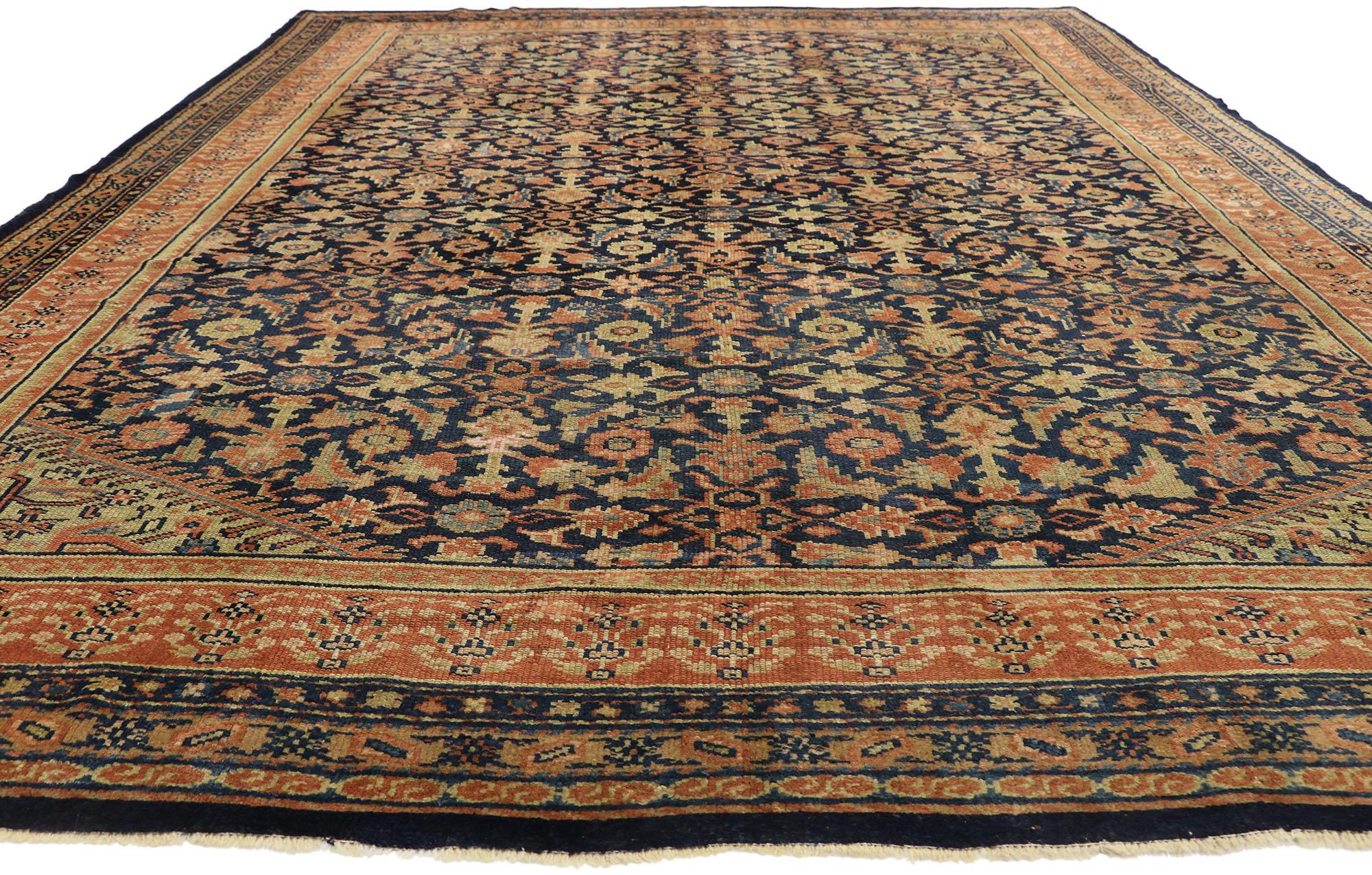 Aesthetic Movement Late 19th Century Antique Persian Kurdish Rug with Traditional English Style For Sale