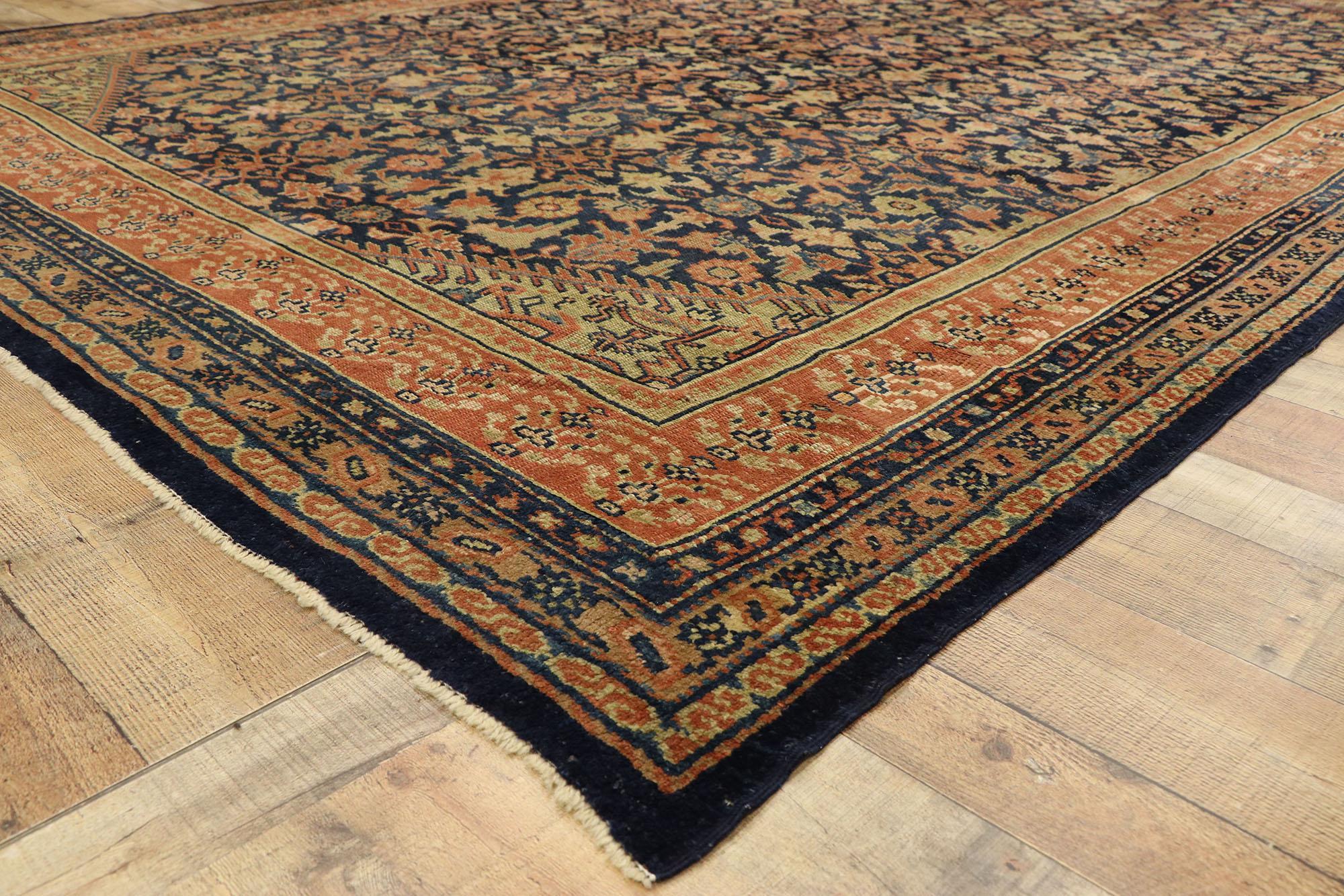 Wool Late 19th Century Antique Persian Kurdish Rug with Traditional English Style For Sale