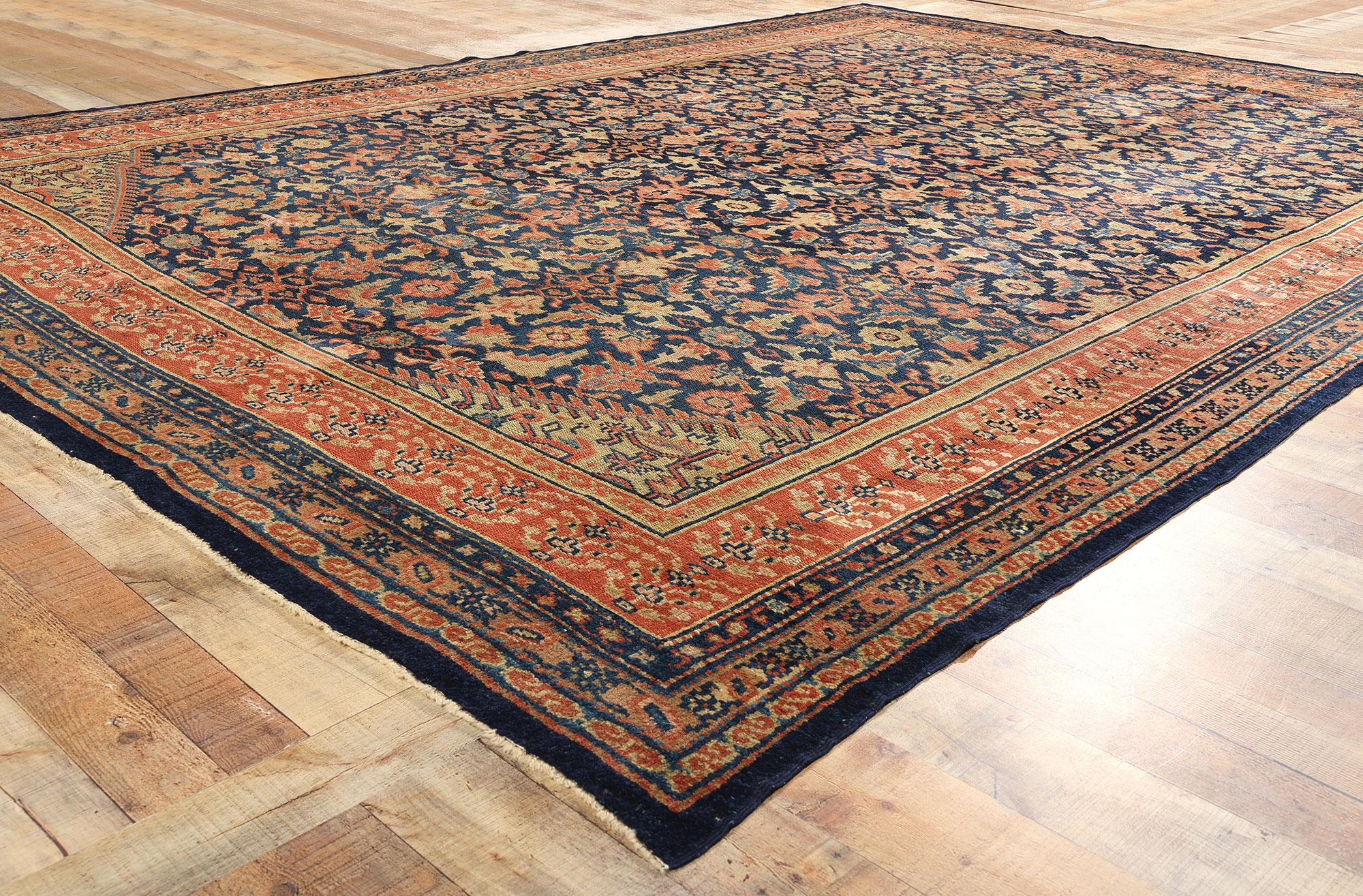 Late 19th Century Distressed Antique Navy Blue Persian Kurdish Carpet For Sale 1