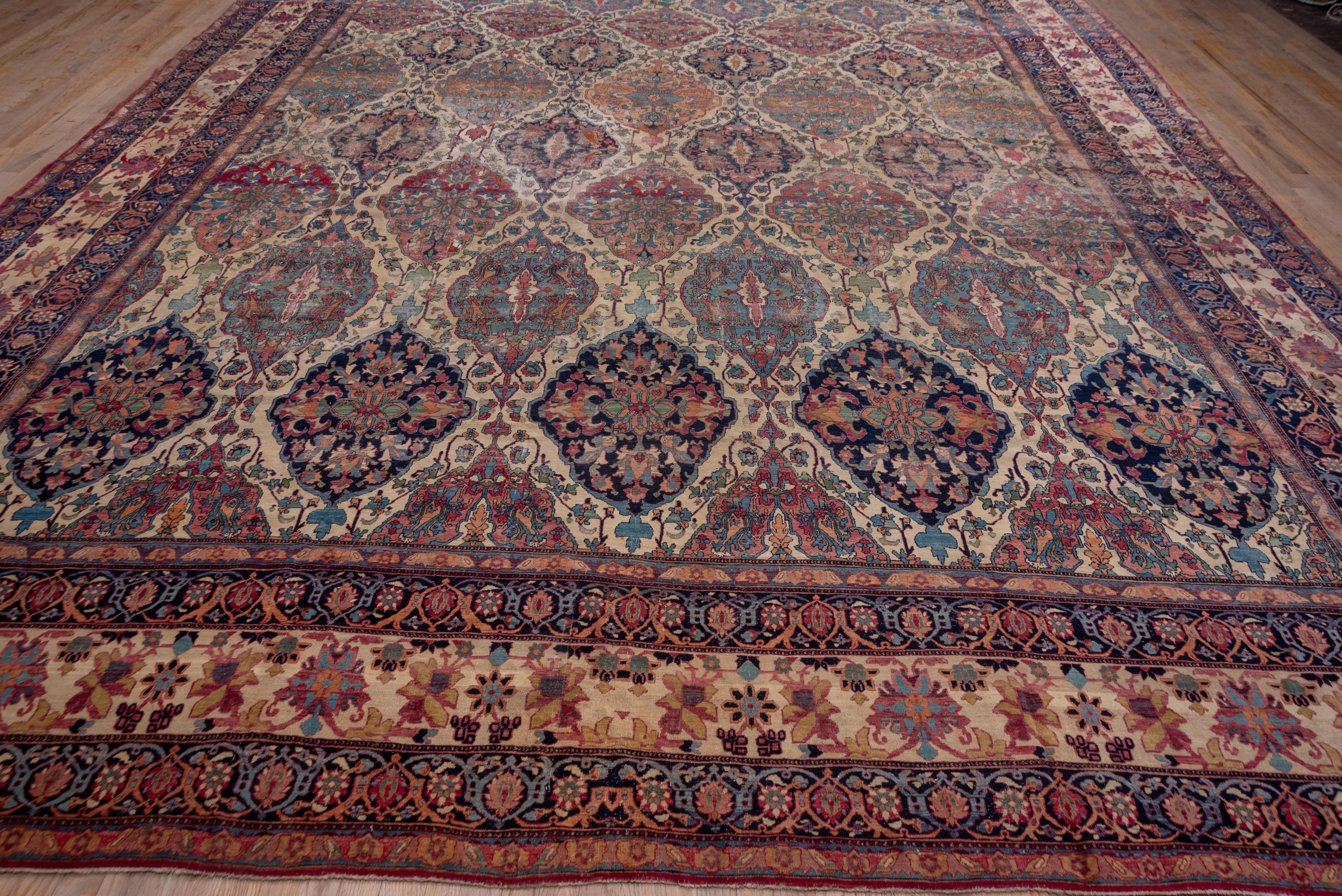 Kirman Late 19th Century Antique Persian Lavar Kerman Carpet, circa 1980s For Sale