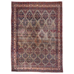 Late 19th Century Antique Persian Lavar Kerman Carpet, circa 1980s