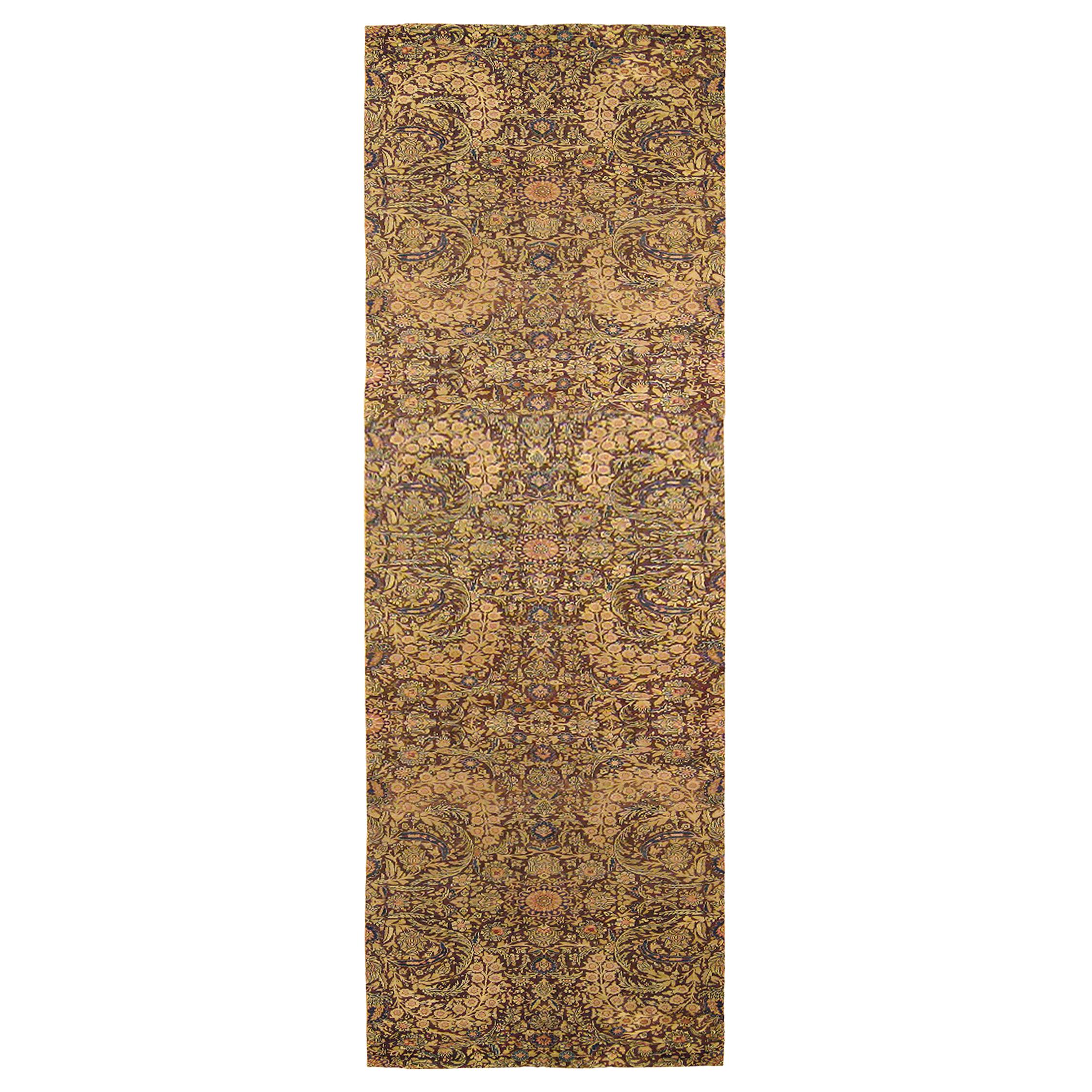 Antique Borderless Persian Lavar Oriental Rug, in Gallery size, Repeating Floral For Sale