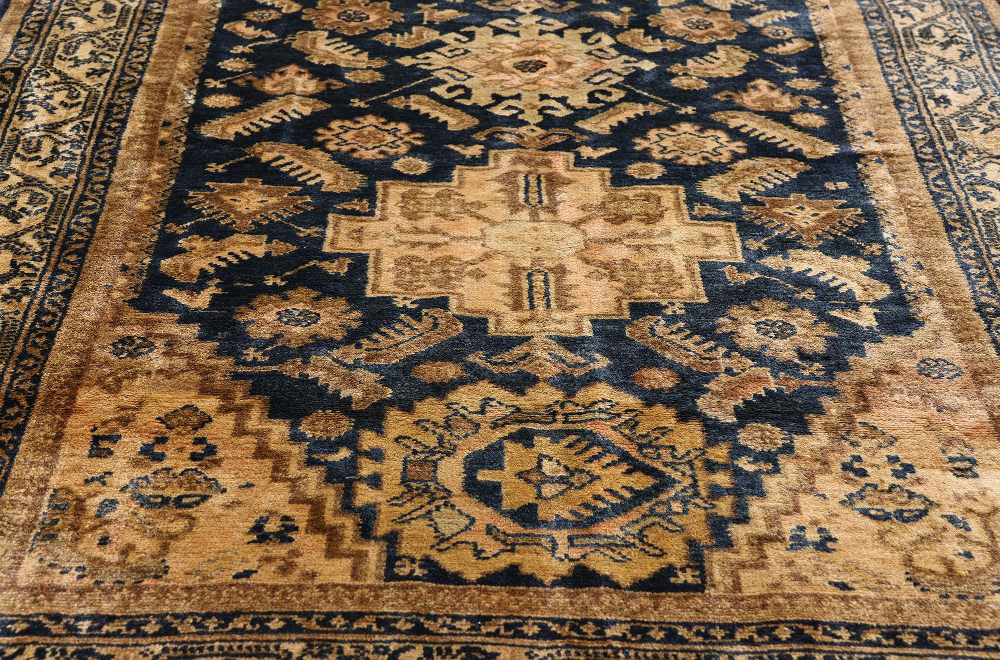 Wool Late 19th Century Antique Persian Malayer Carpet with Modern Style For Sale