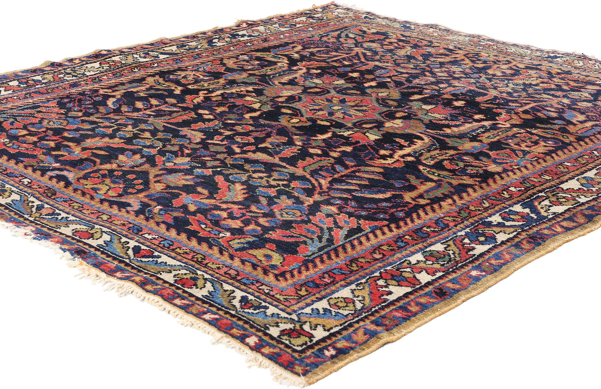 Aesthetic Movement Late 19th Century Antique Persian Malayer Carpet with Traditional Style For Sale