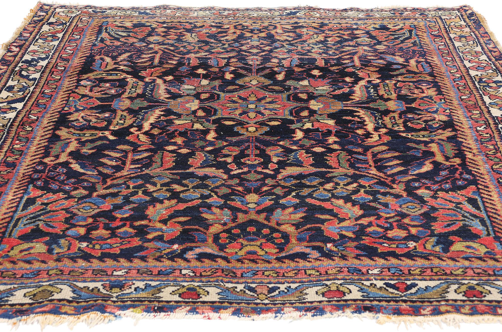 Wool Late 19th Century Antique Persian Malayer Carpet with Traditional Style For Sale