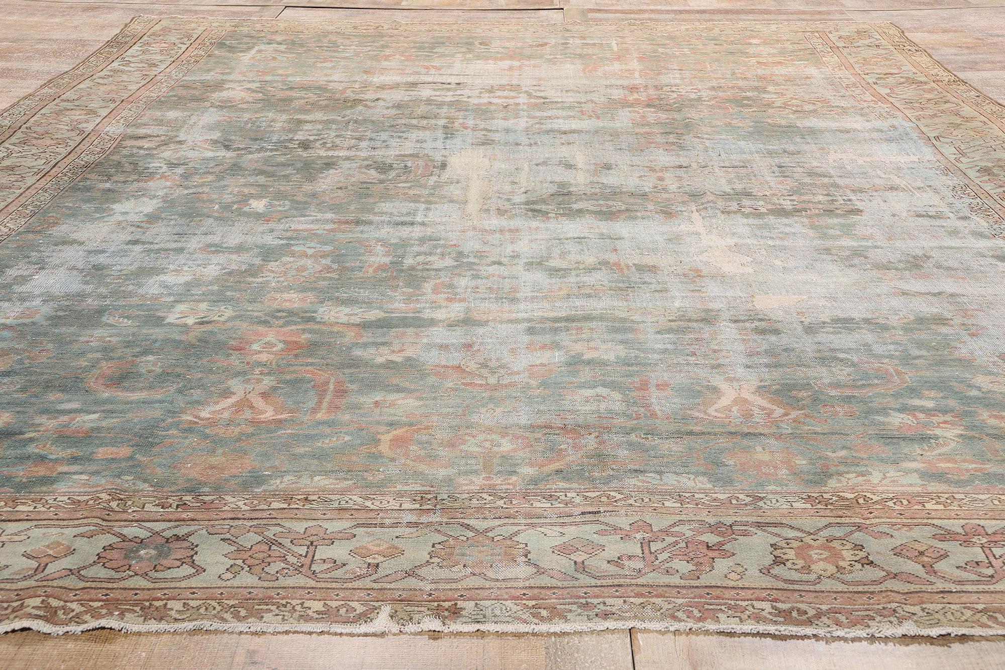 Tappeto persiano Malayer della fine del XIX secolo, di colore verde acqua attenuato, in stile moderno in vendita 1