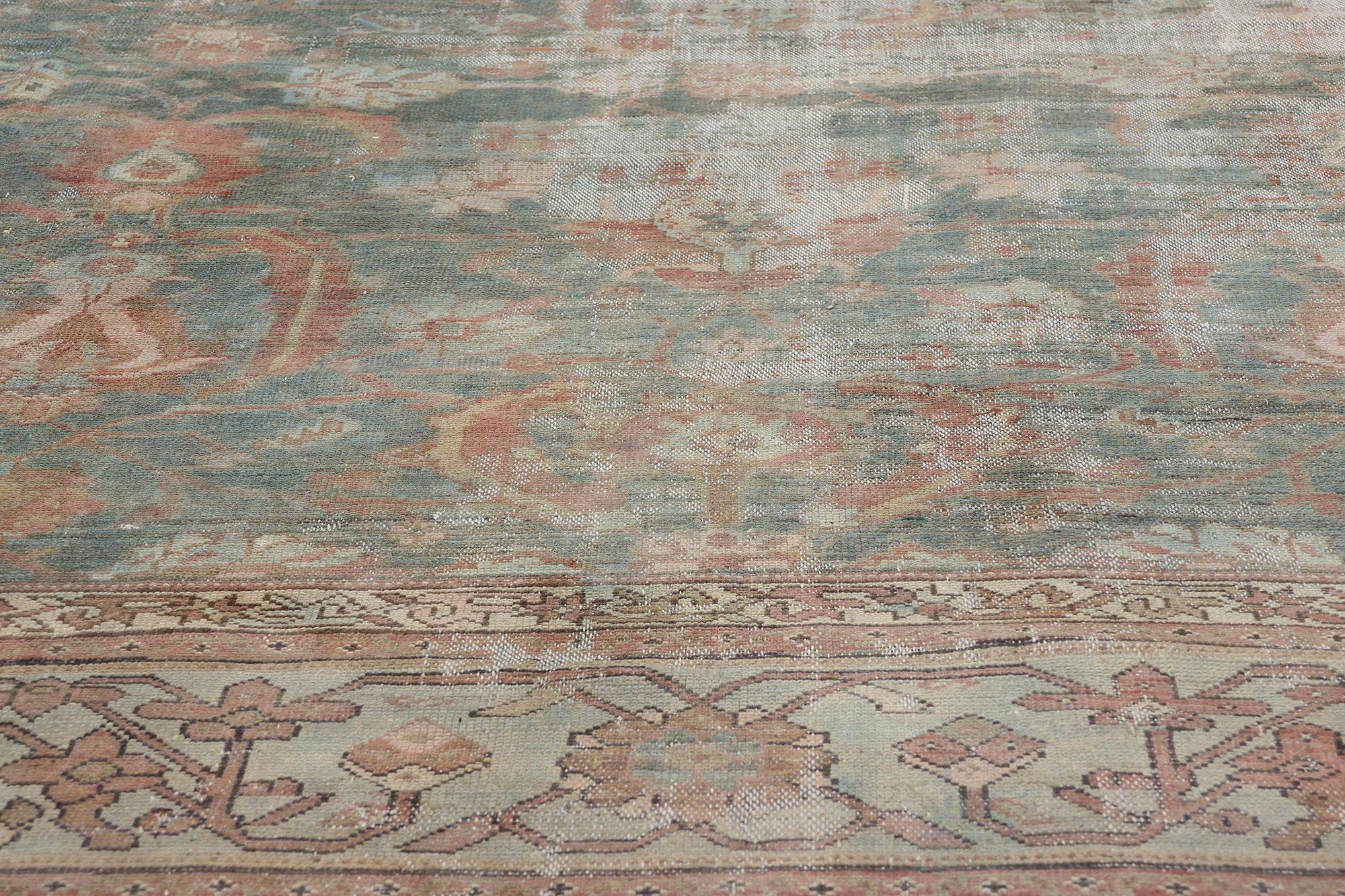 Annodato a mano Tappeto persiano Malayer della fine del XIX secolo, di colore verde acqua attenuato, in stile moderno in vendita