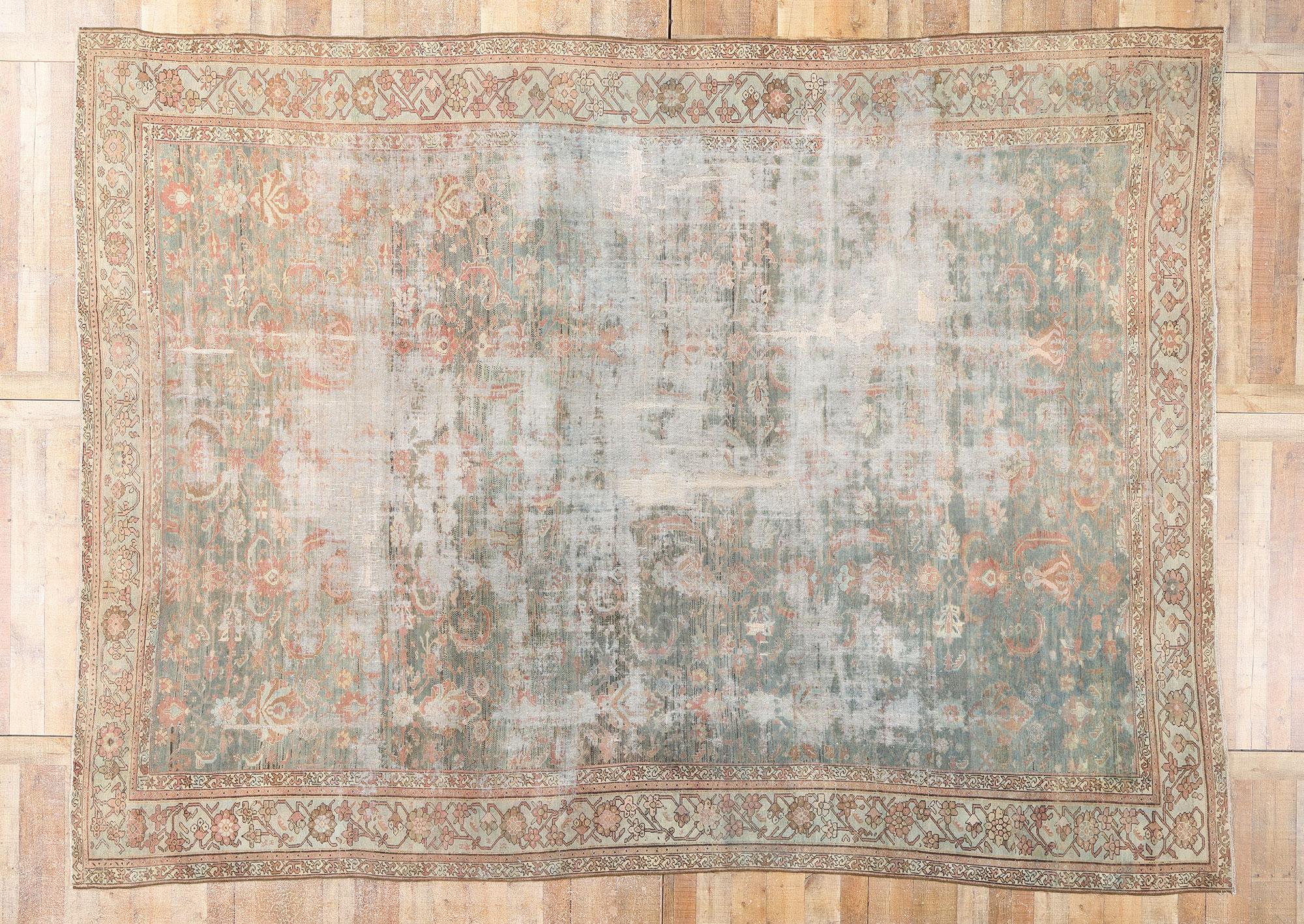 Tappeto persiano Malayer della fine del XIX secolo, di colore verde acqua attenuato, in stile moderno in vendita 2