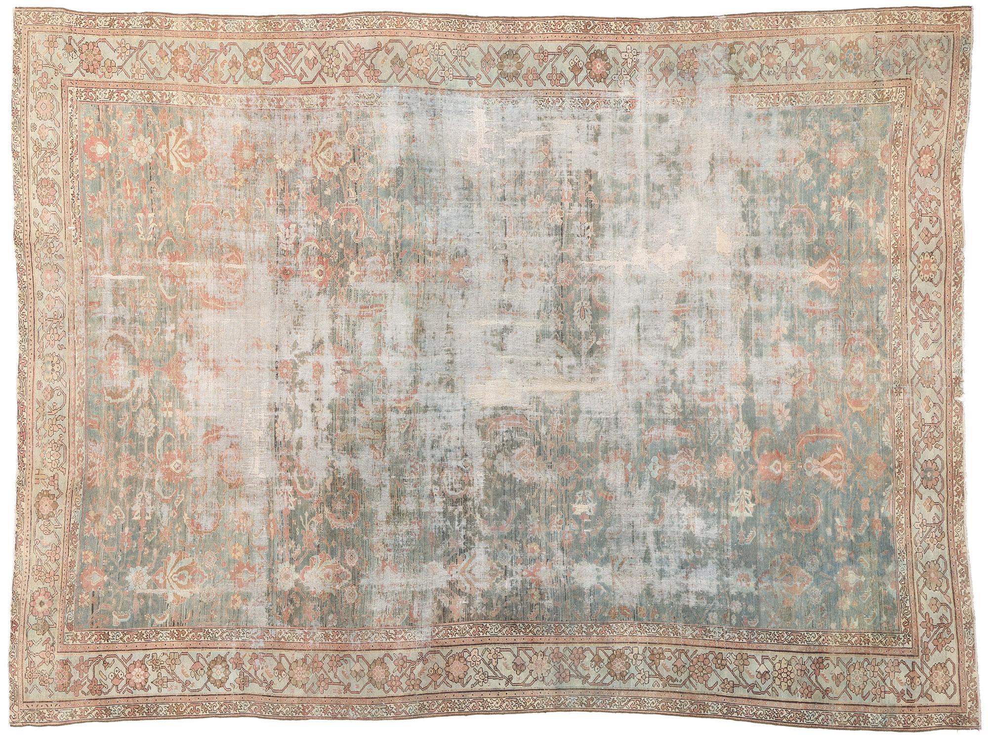 Tappeto persiano Malayer della fine del XIX secolo, di colore verde acqua attenuato, in stile moderno in vendita 3