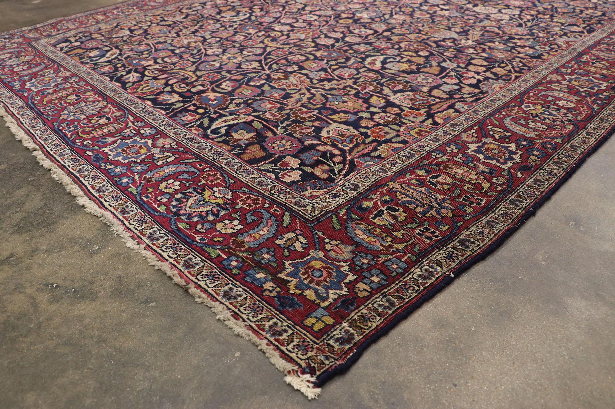 Wool Antique Persian Mashhad Runner with Old World Style, Extra-Long Hallway Runner For Sale