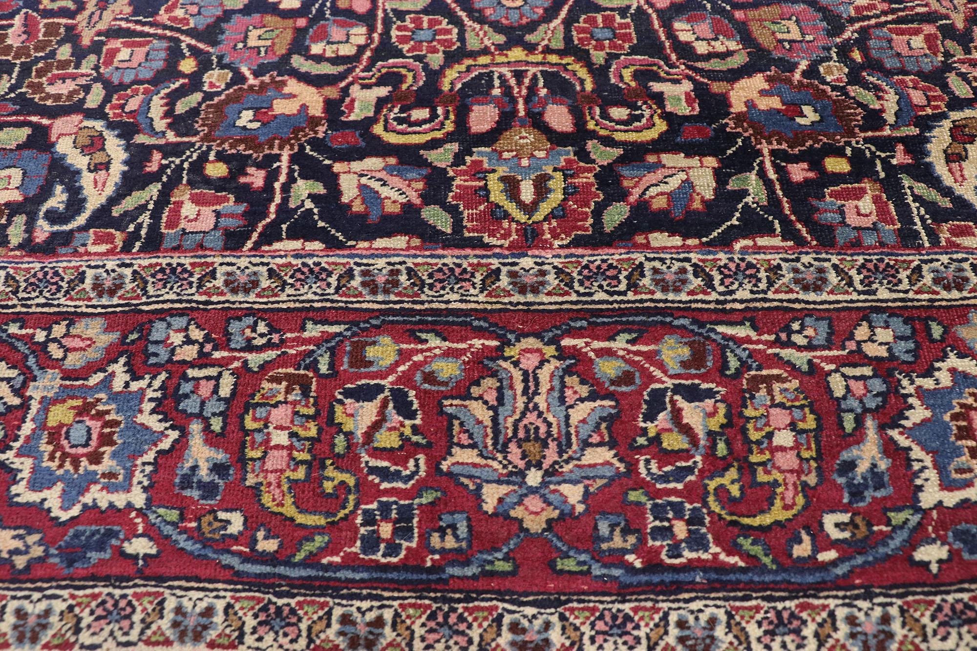 Antique Persian Mashhad Runner with Old World Style, Extra-Long Hallway Runner In Good Condition For Sale In Dallas, TX