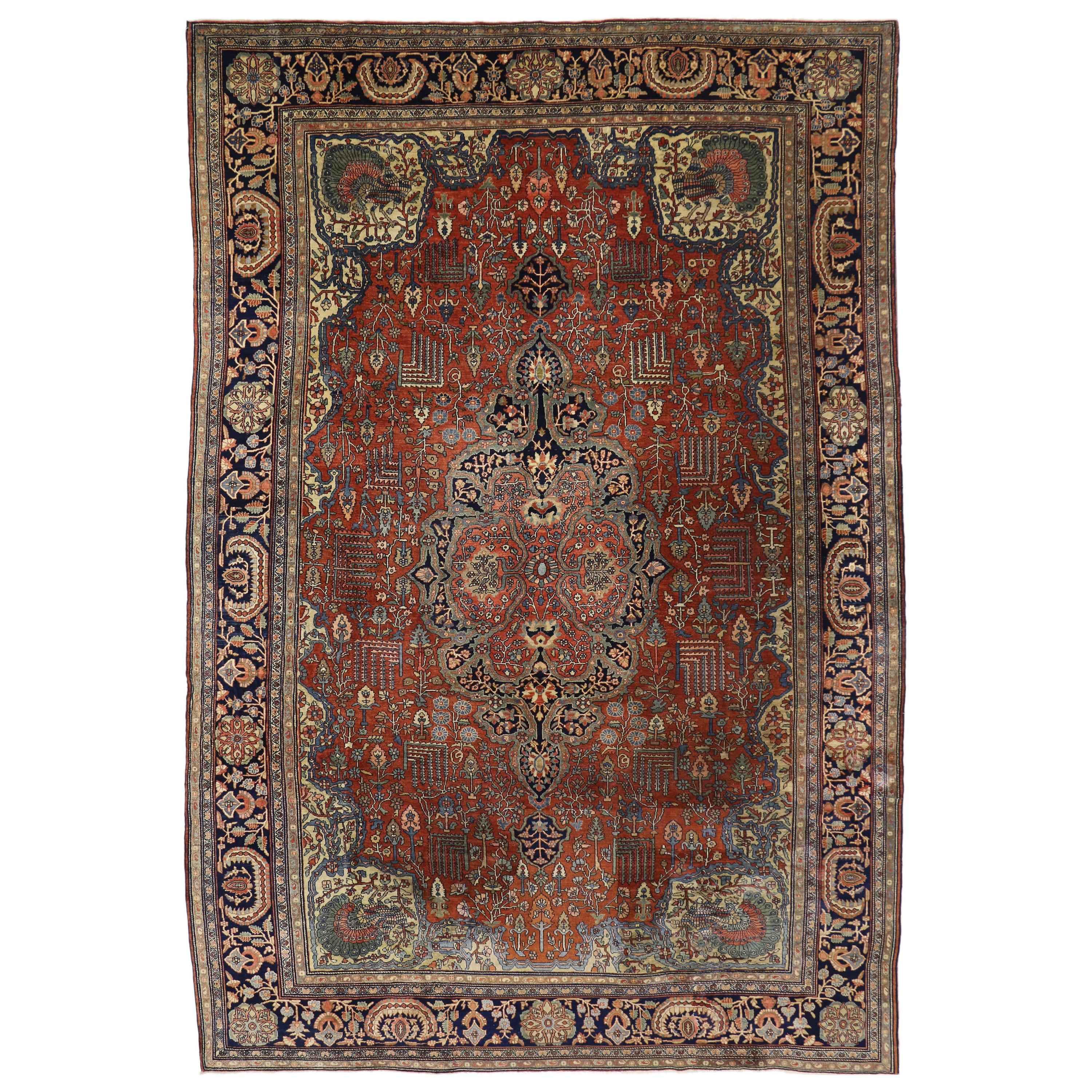 1880s Oversized Antique Persian Sarouk Farahan Rug, Hotel Lobby Size Carpet For Sale