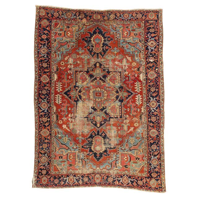 Late 19th Century Antique Persian Serapi Carpet Handmade Oriental Rug ...