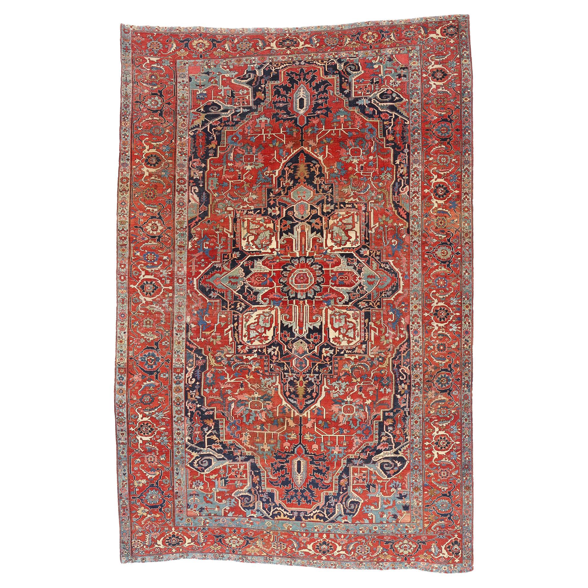 Late 19th Century Antique Persian Serapi Carpet with Traditional Style