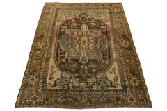 Late 19th Century Antique Persian Serapi Heriz Rug  Earthy Brown & Camel Tones