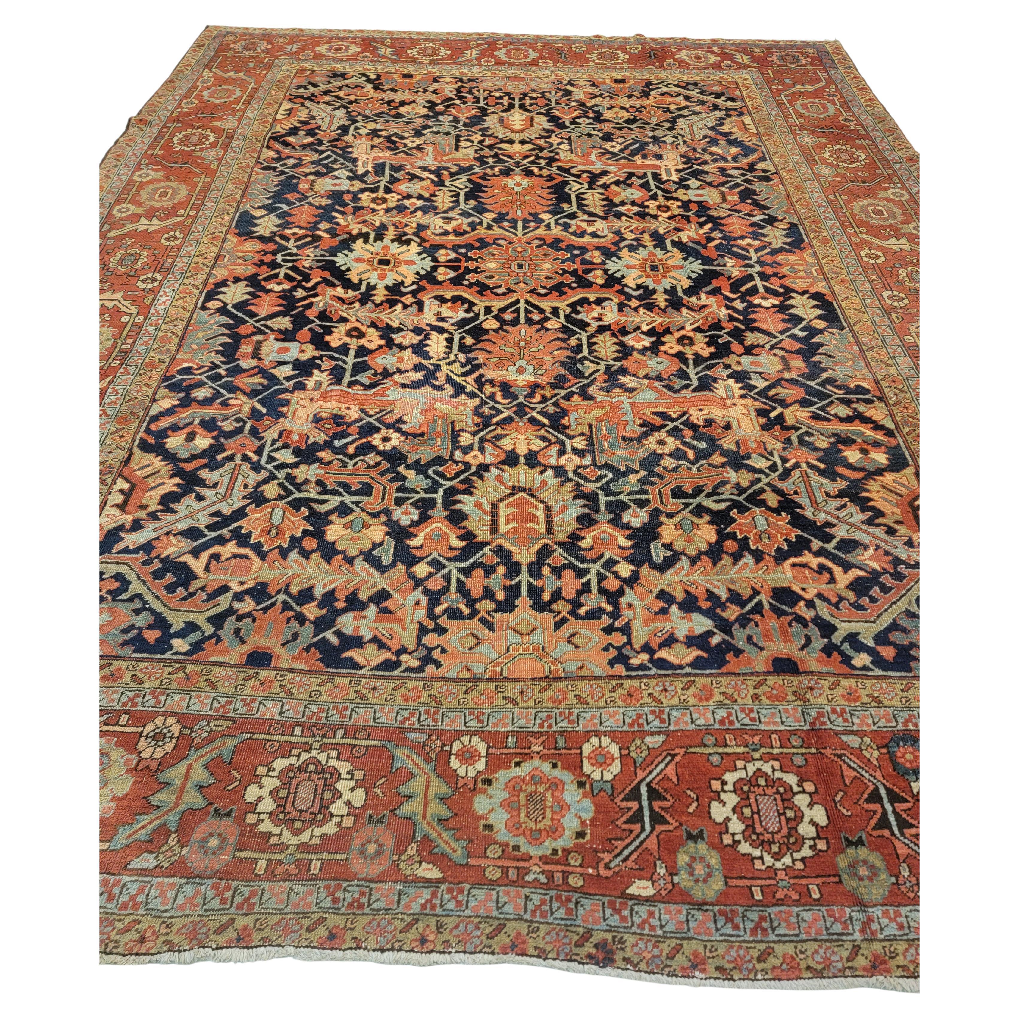 Late 19th Century Antique Persian Serapi Rug For Sale