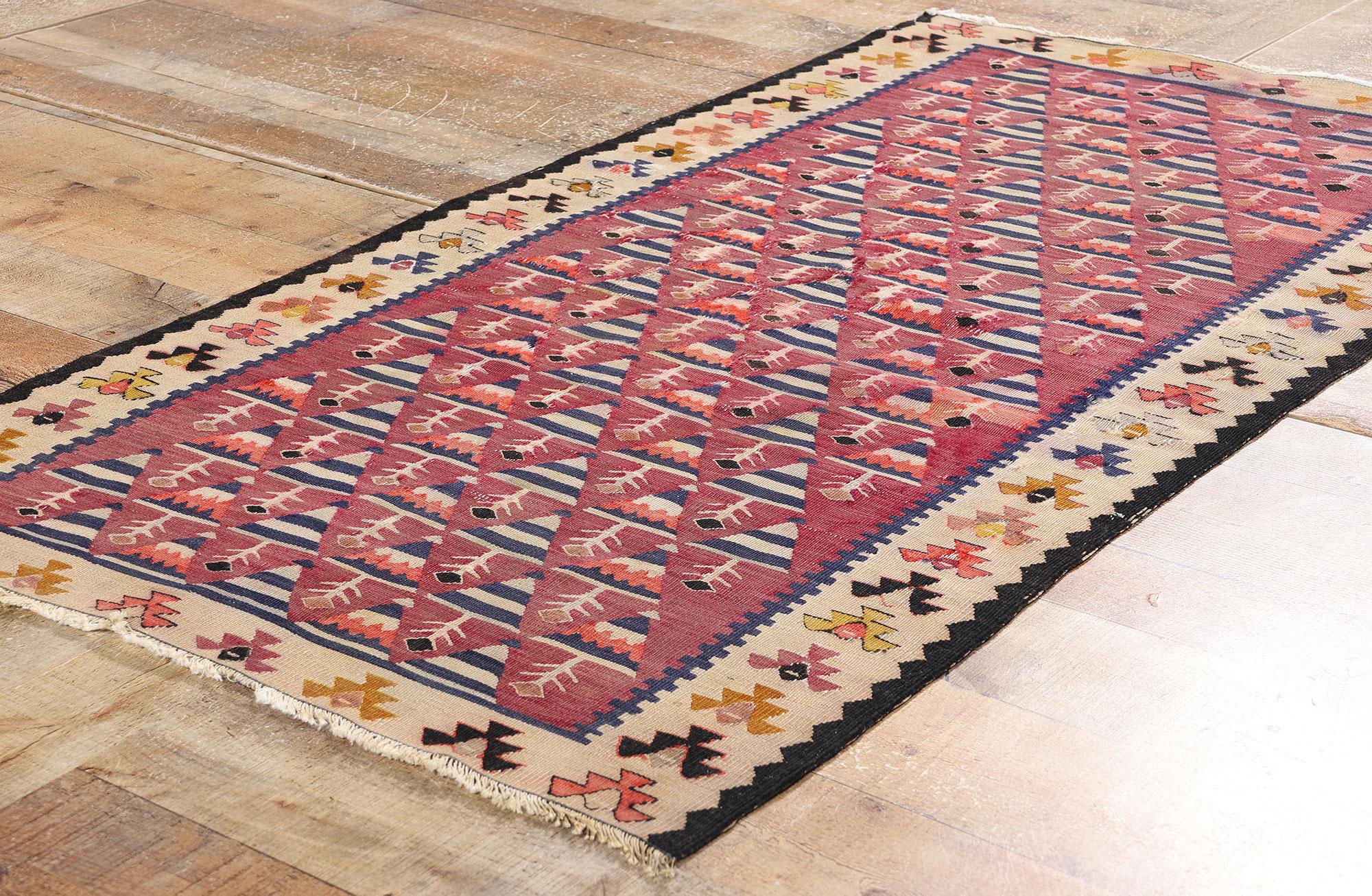 Antiker persischer Shahsavan- Flachgewebe-Teppich aus dem späten 19. Jahrhundert (Wolle) im Angebot