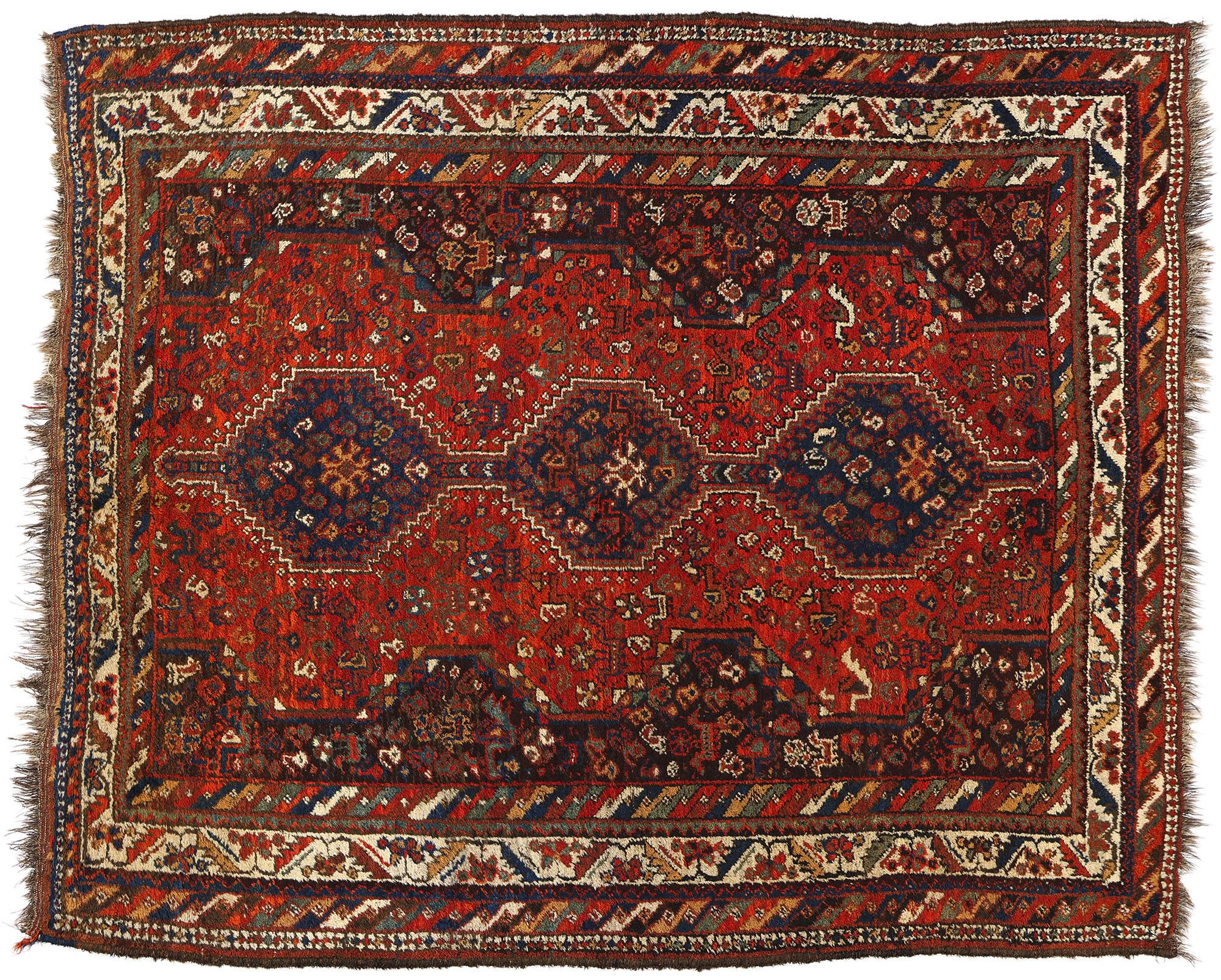 Late 19th Century Antique Persian Shiraz Carpet For Sale 4