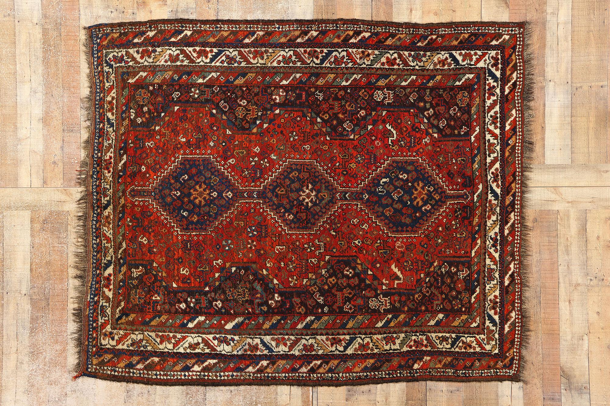 Late 19th Century Antique Persian Shiraz Carpet For Sale 3