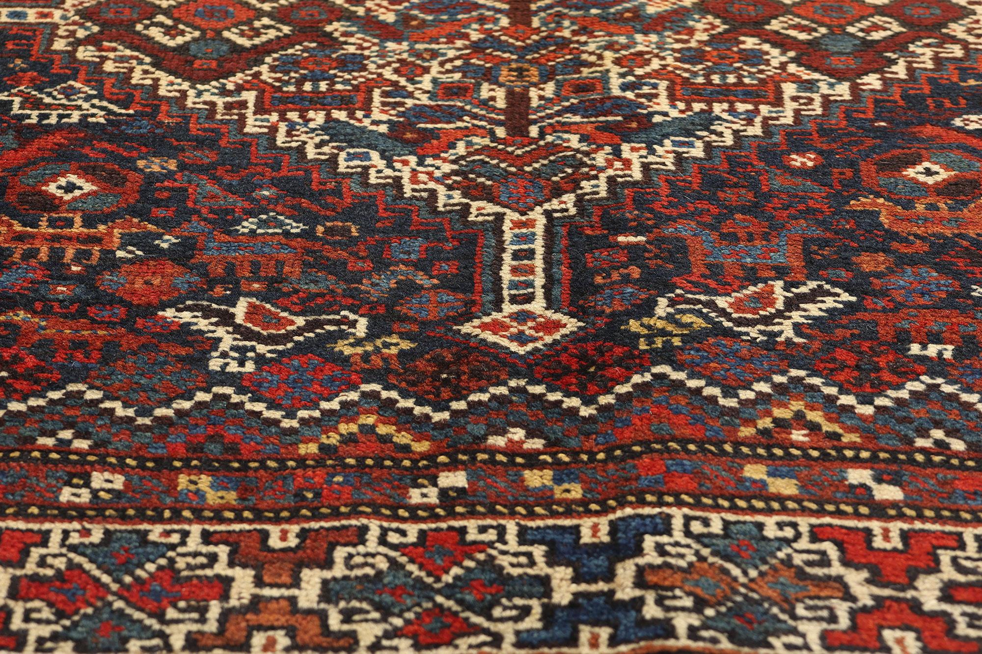 Late 19th Century Antique Persian Shiraz Rug In Distressed Condition For Sale In Dallas, TX