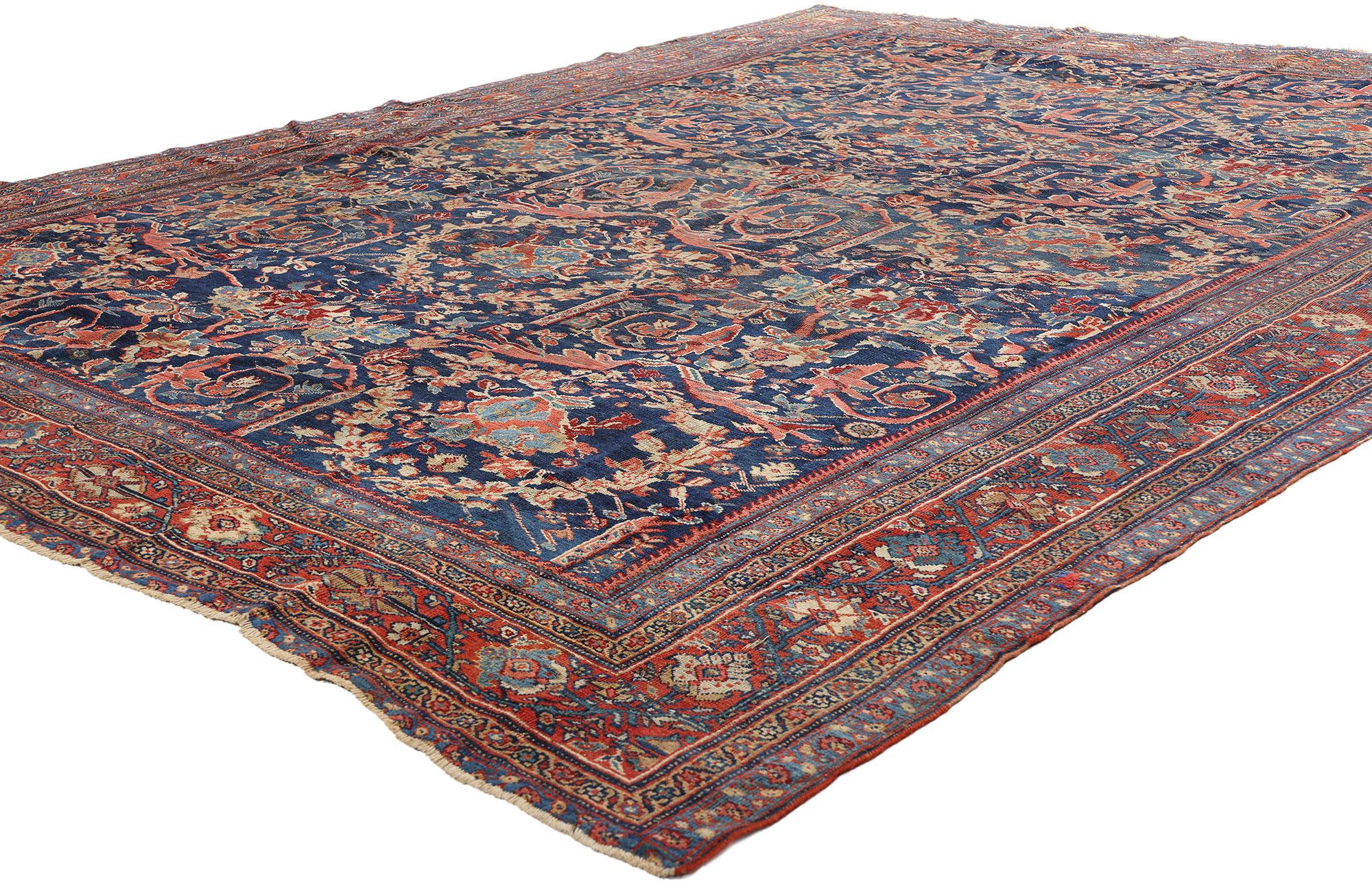 78652 Tappeto antico persiano Sultanabad Rugs, 08'10 x 11'04, fine XIX secolo. Tessuto con un'aria di grandezza e ricco di storia, questo antico tappeto persiano Sultanabad Rugs in lana annodato a mano della fine del XIX secolo mostra il venerato