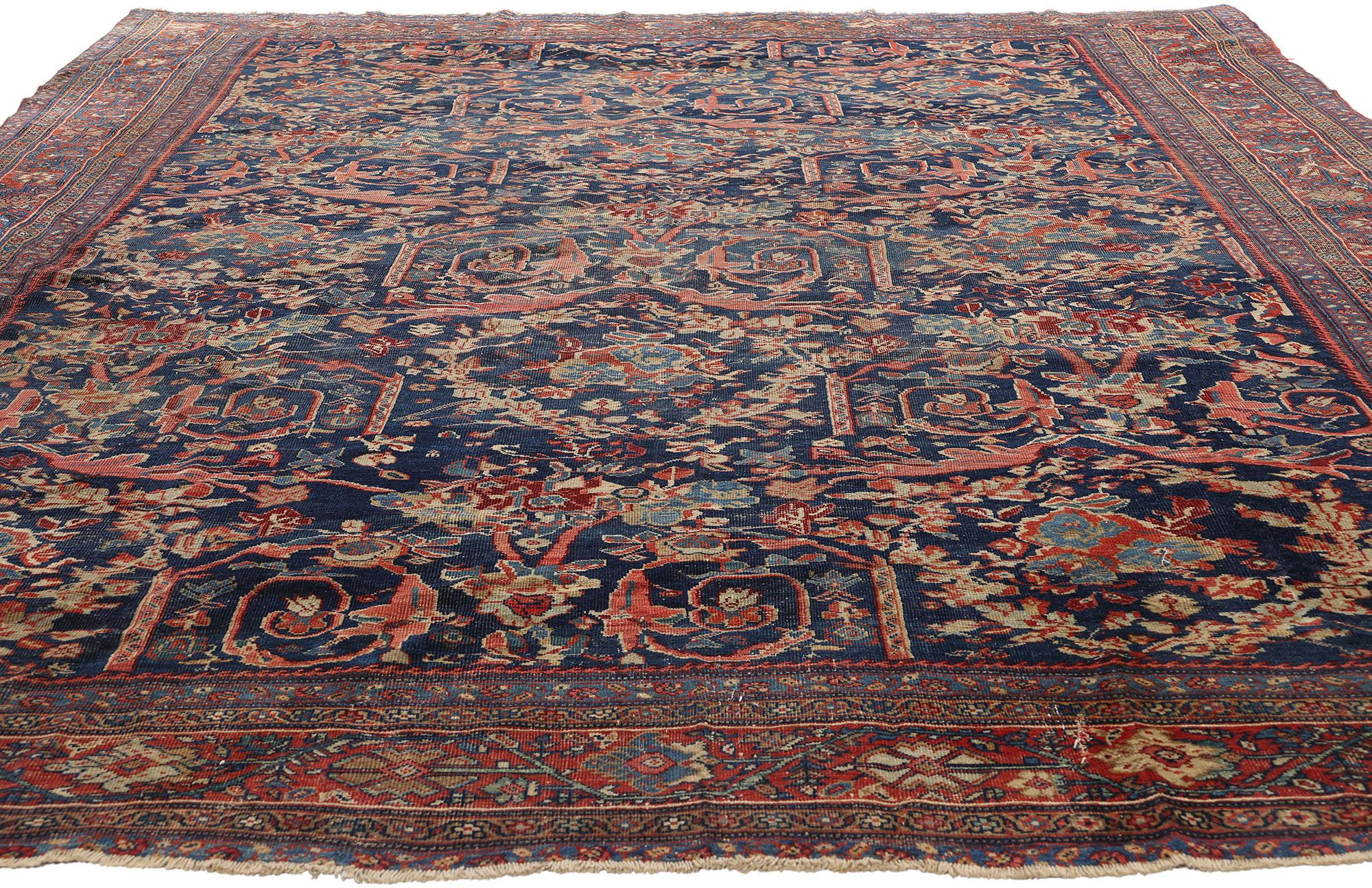 Persiano Tappeto persiano Sultanabad antico della fine del XIX secolo con stile moderno in vendita