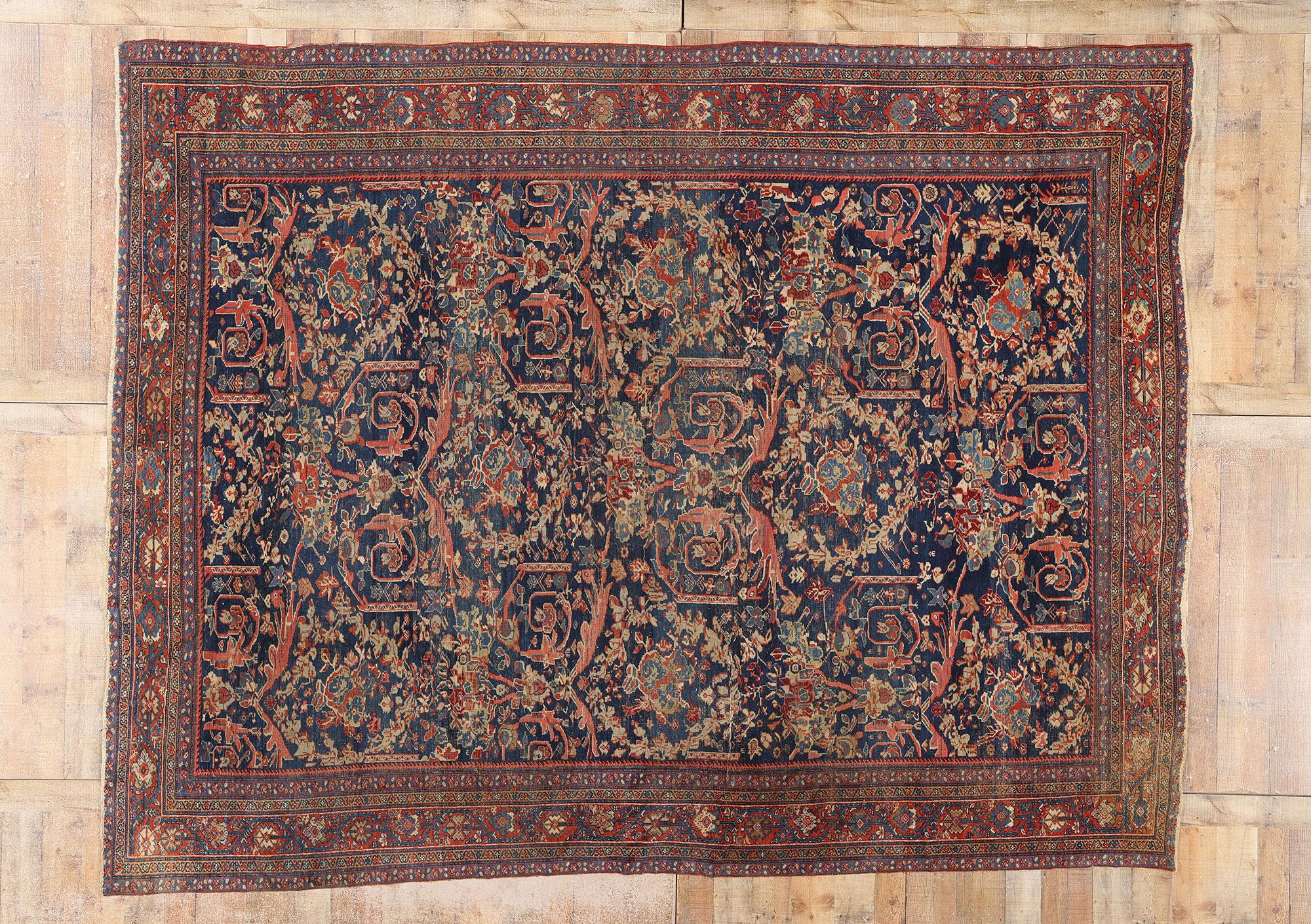 Tappeto persiano Sultanabad antico della fine del XIX secolo con stile moderno in vendita 3