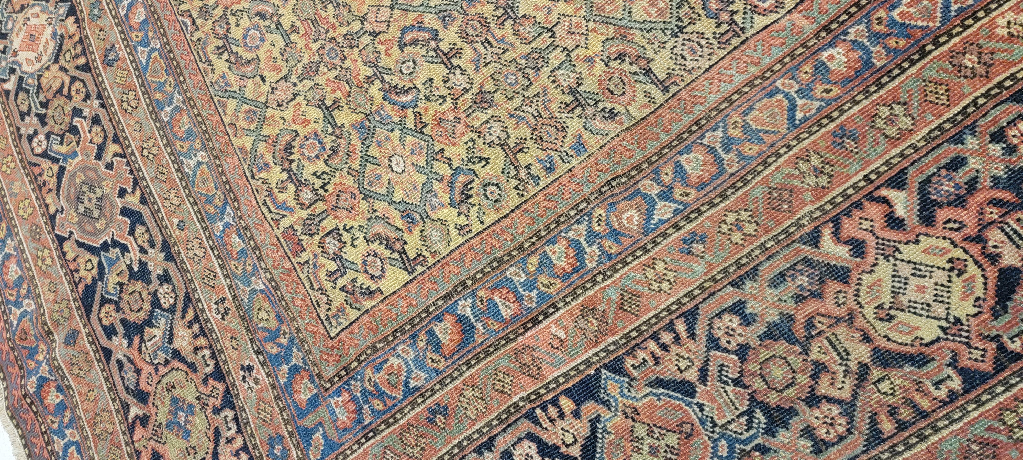 Wool Late 19th Century Antique Persian Sultanabad/Meshkabad Rug For Sale