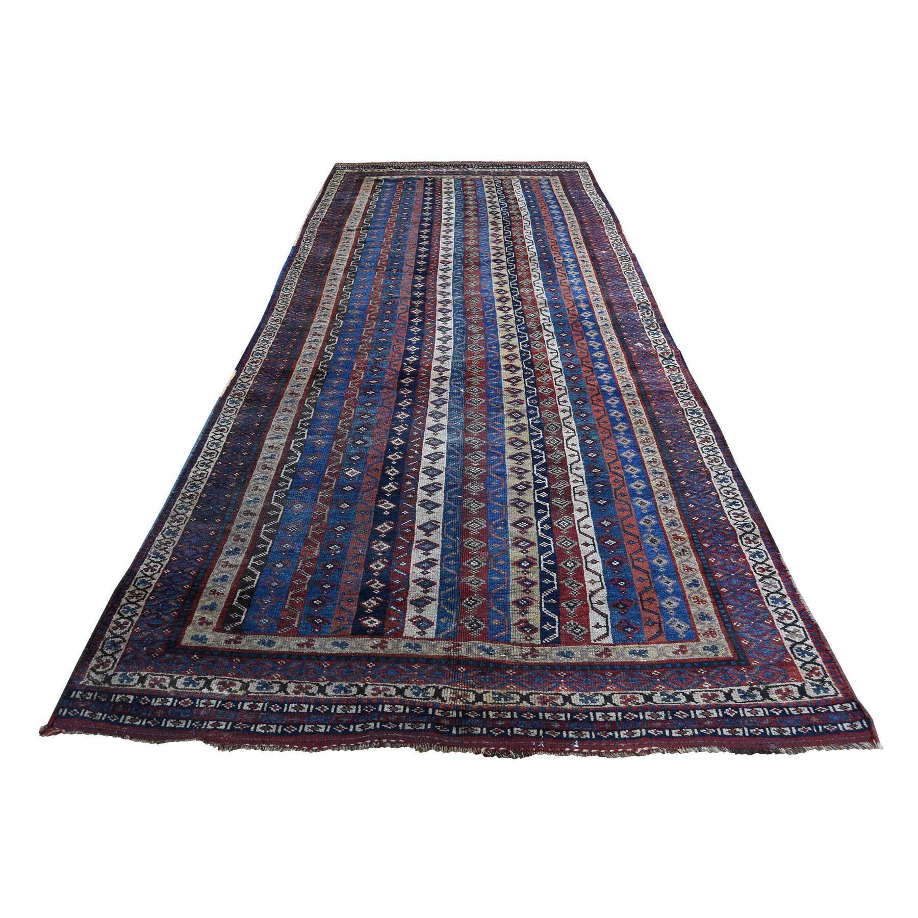 Late 19th Century Antique Persian Tribal Lori Buft Rug Shawl Des For Sale