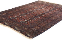 Late 19th Century Antique Persian Turkoman Tekke Carpet with Tribal Style