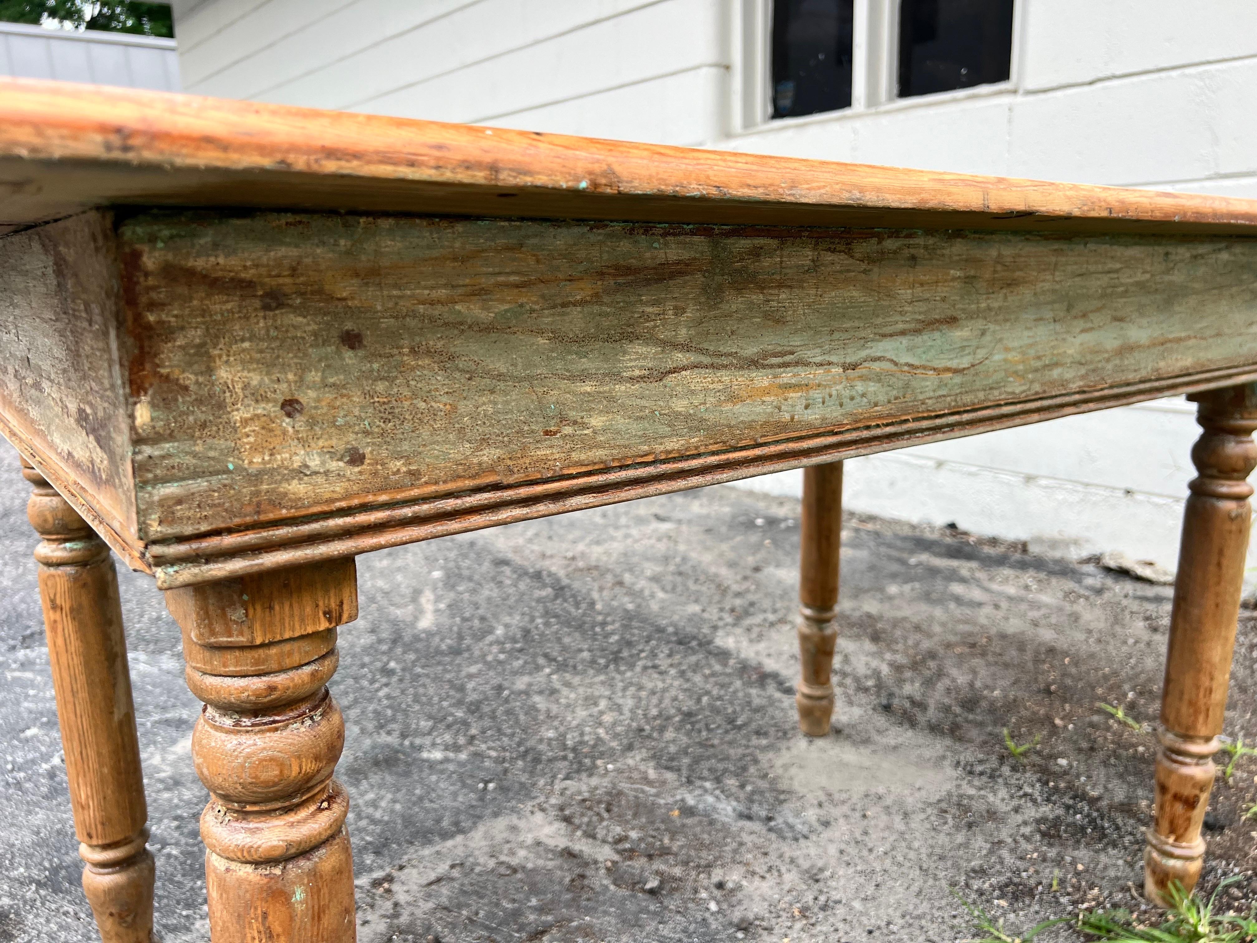 Late 19th Century Antique Pine Farmhouse Table For Sale 7