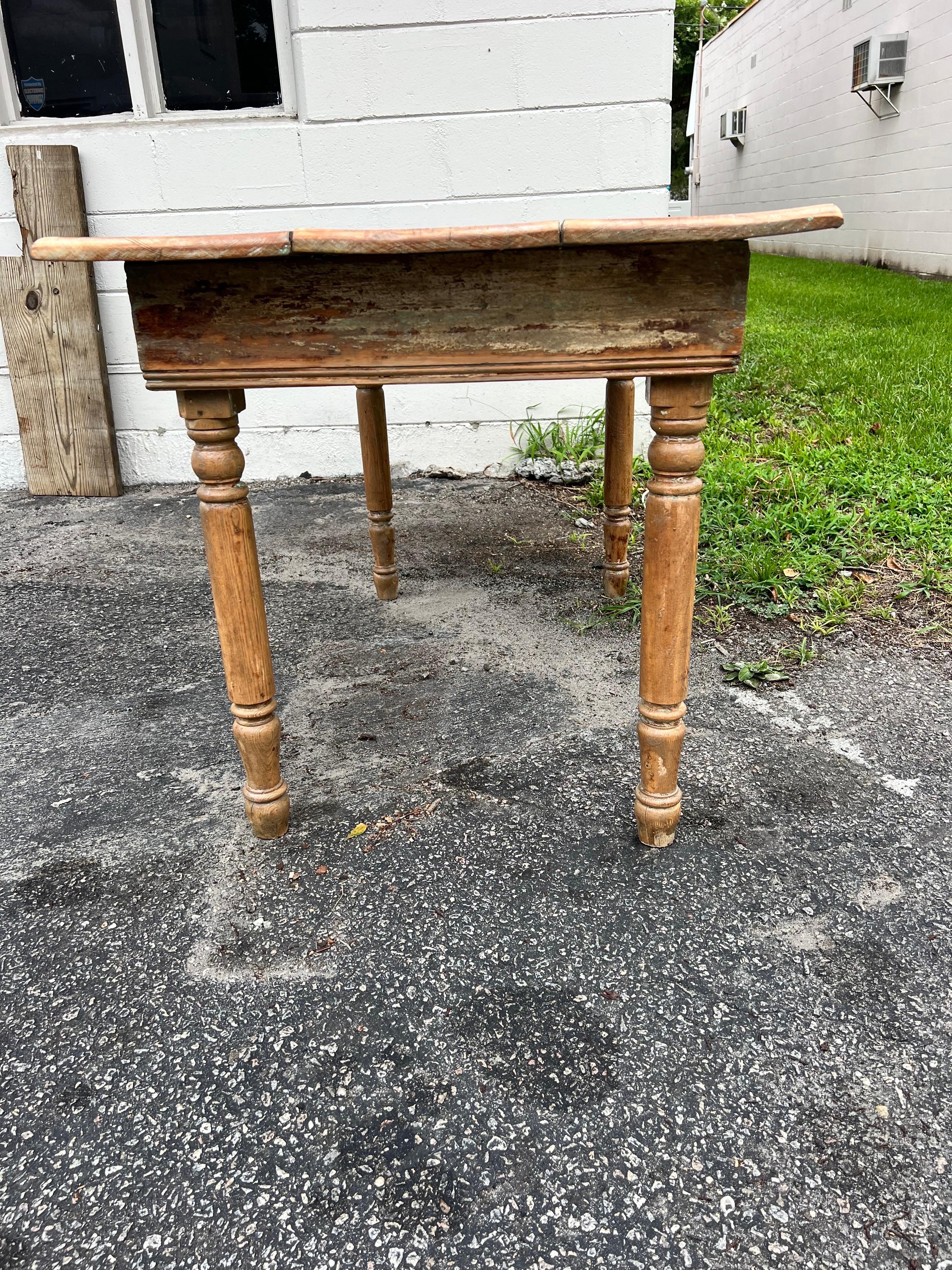 American Craftsman Late 19th Century Antique Pine Farmhouse Table For Sale