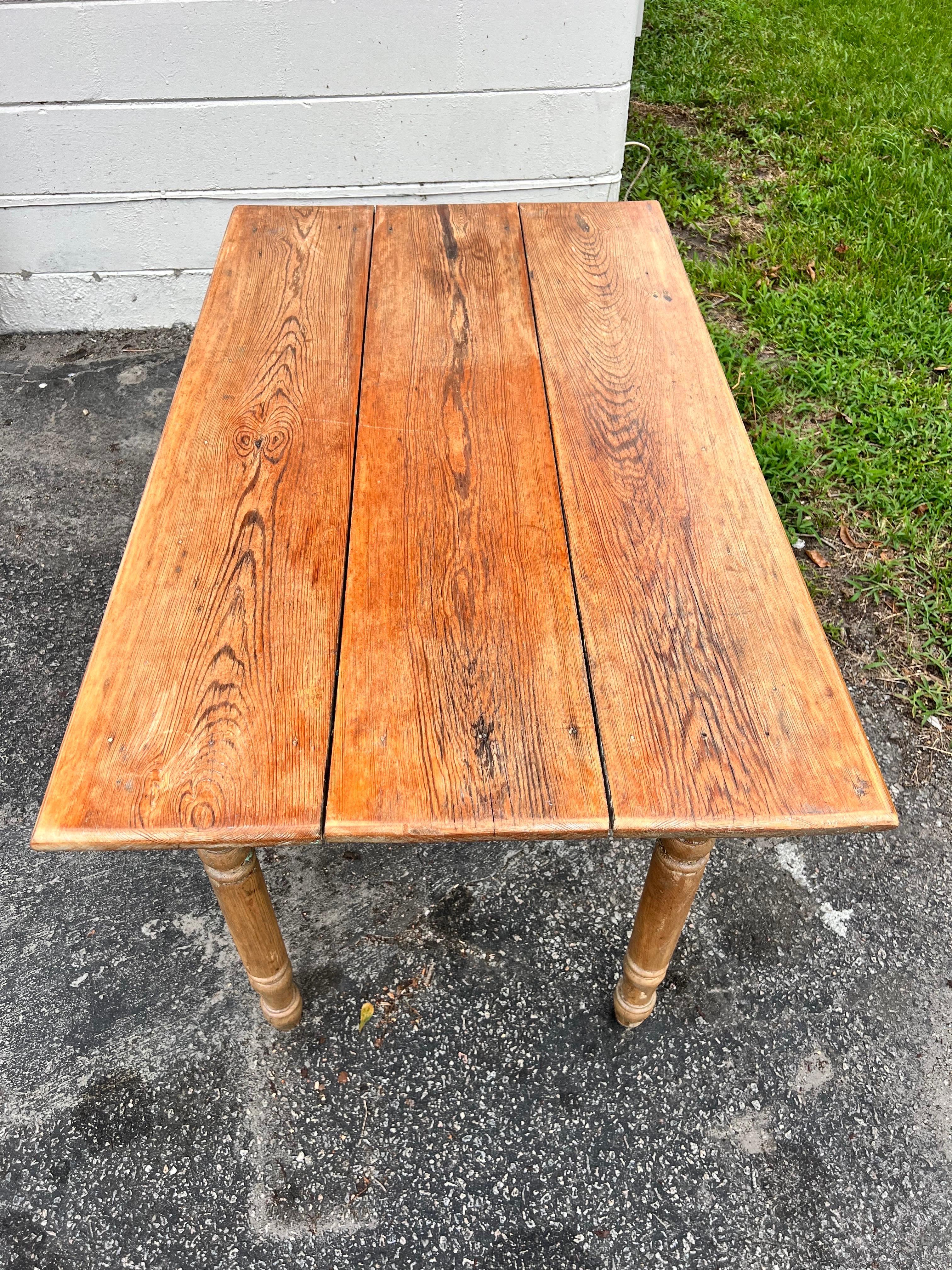American Late 19th Century Antique Pine Farmhouse Table For Sale