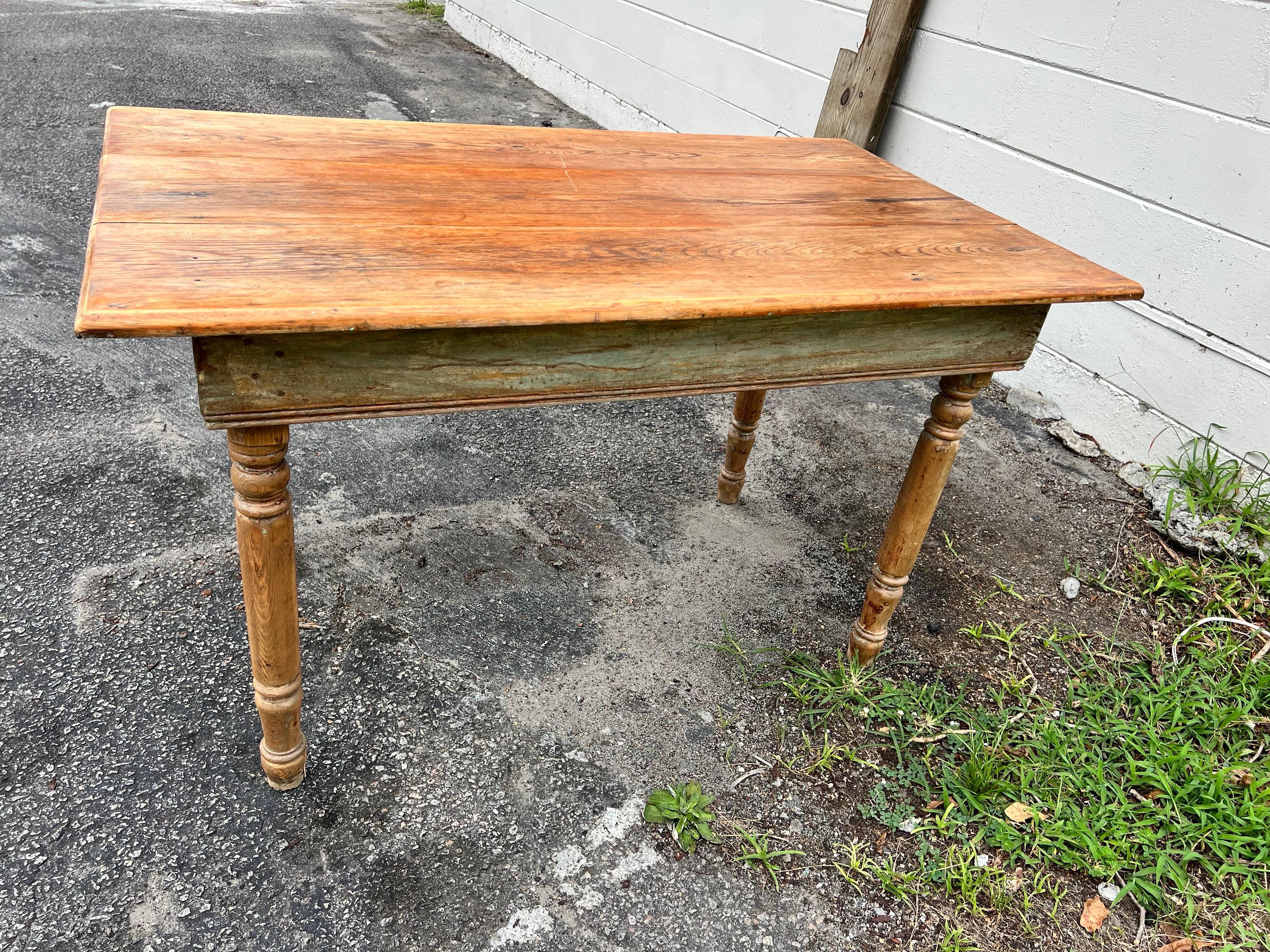 Late 19th Century Antique Pine Farmhouse Table In Good Condition For Sale In Charleston, SC