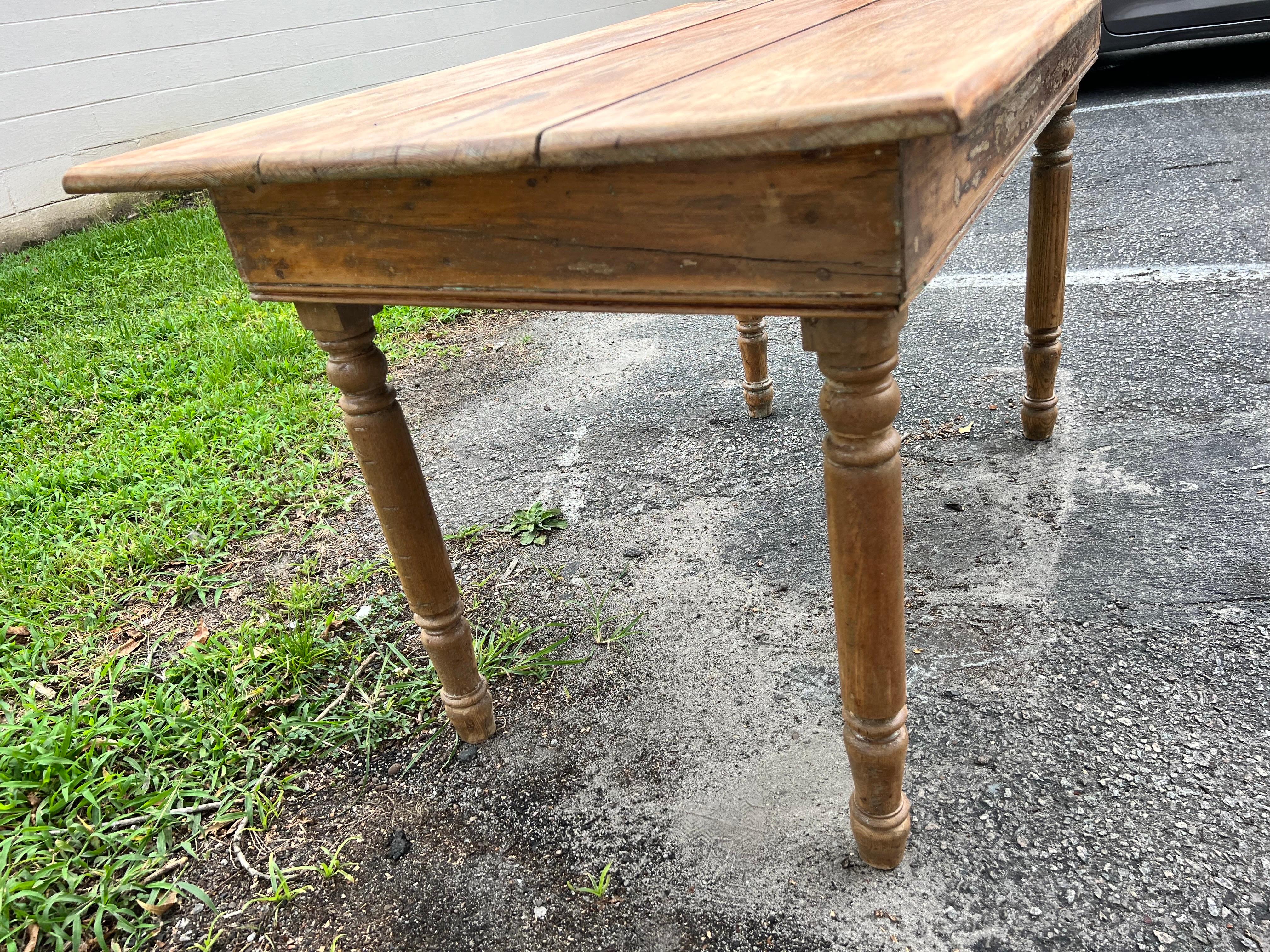 Late 19th Century Antique Pine Farmhouse Table For Sale 1