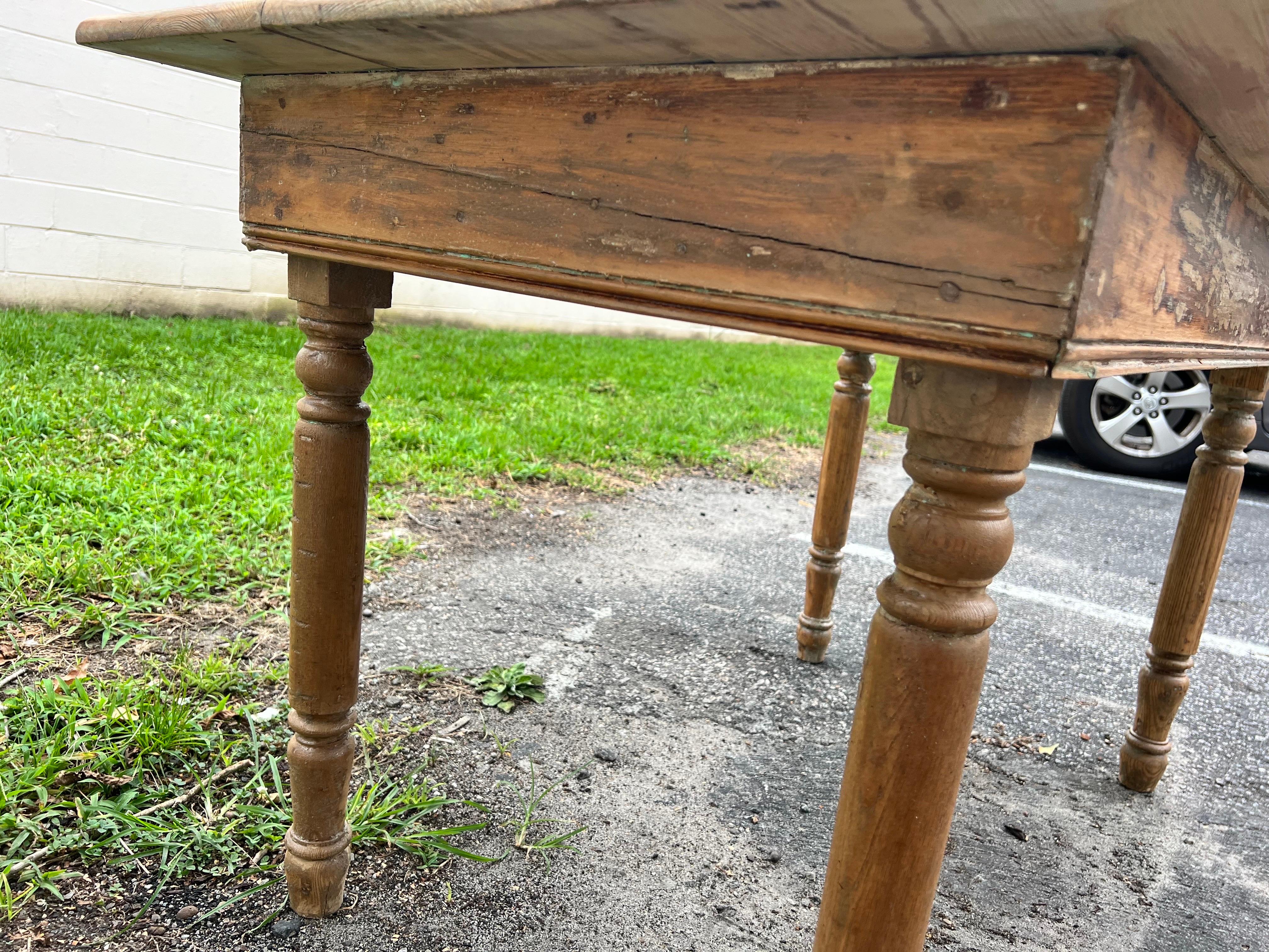 Late 19th Century Antique Pine Farmhouse Table For Sale 2