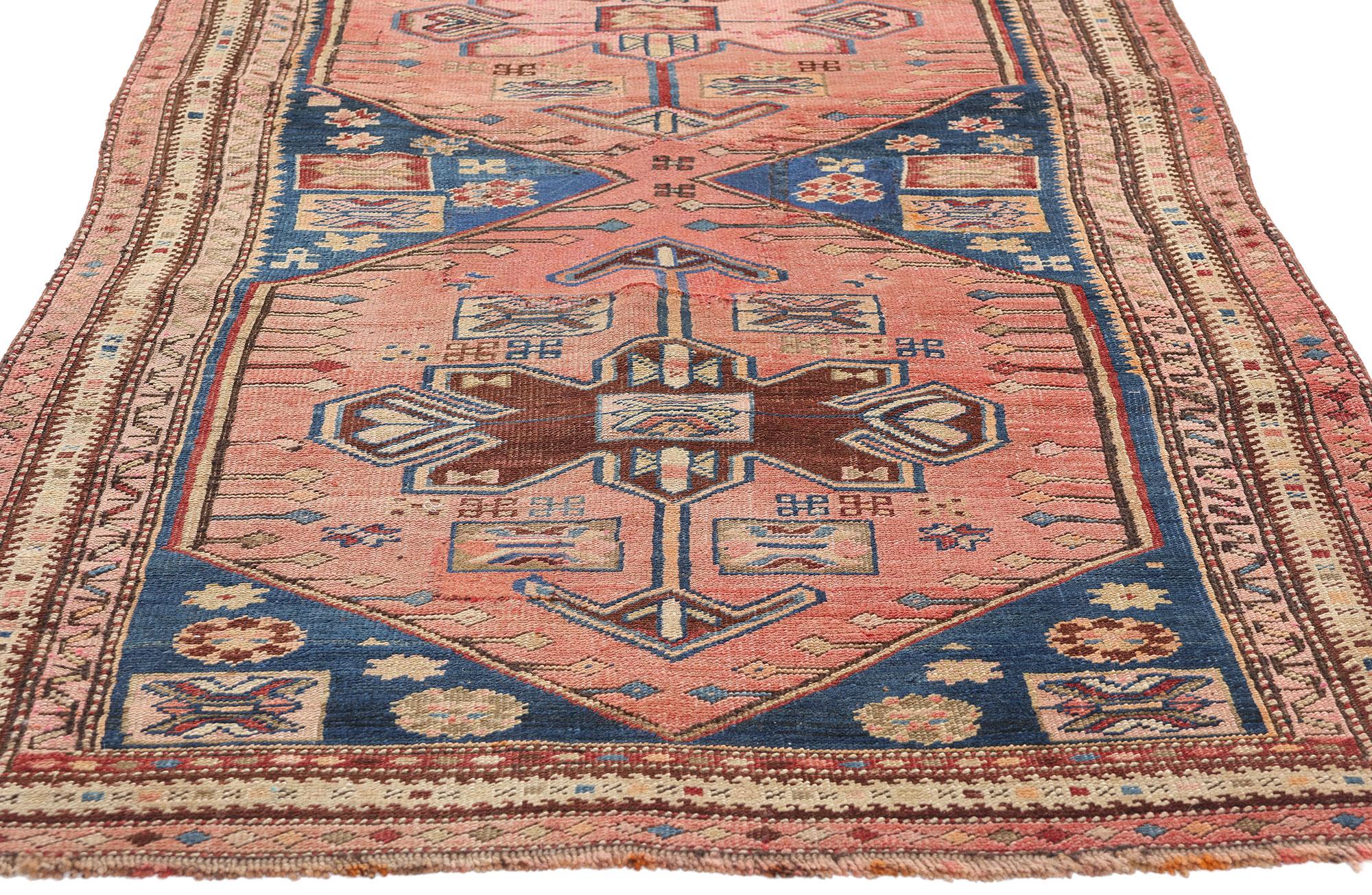 Hand-Knotted Late 19th Century Antique Pink Persian Kurdish Carpet with Traditional Style For Sale