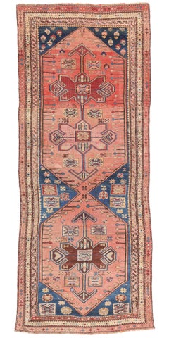 Late 19th Century Antique Pink Persian Kurdish Carpet with Traditional Style