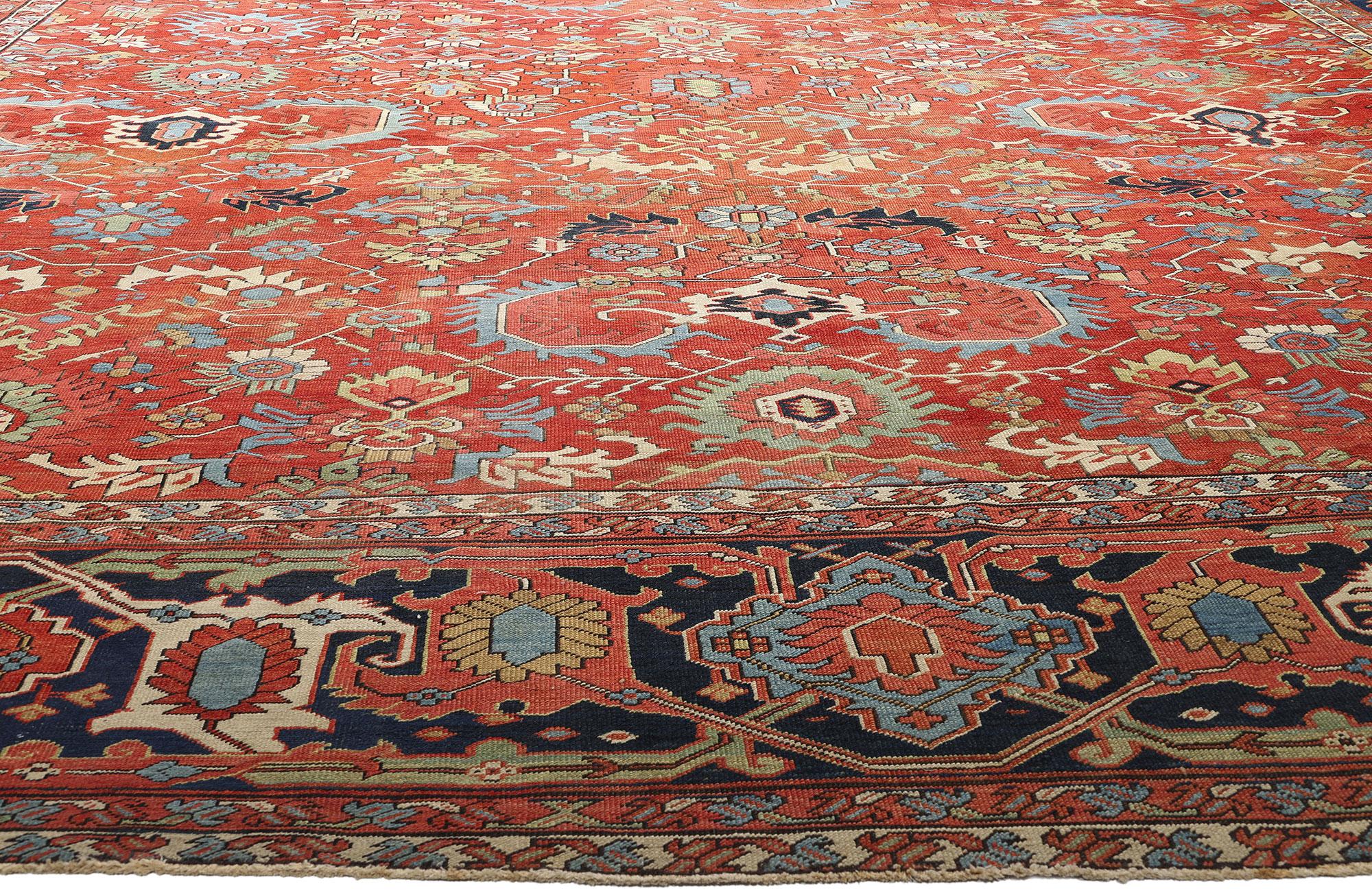 Antiker roter persischer Serapi-Teppich aus dem späten 19. Jahrhundert, 15'11 x 25'11 (Handgeknüpft) im Angebot