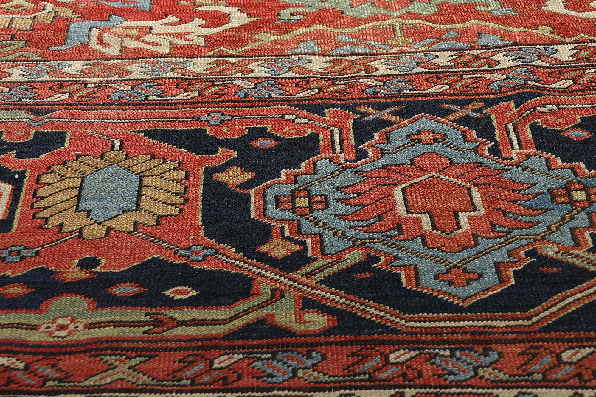 Antiker roter persischer Serapi-Teppich aus dem späten 19. Jahrhundert, 15'11 x 25'11 im Zustand „Gut“ im Angebot in Dallas, TX