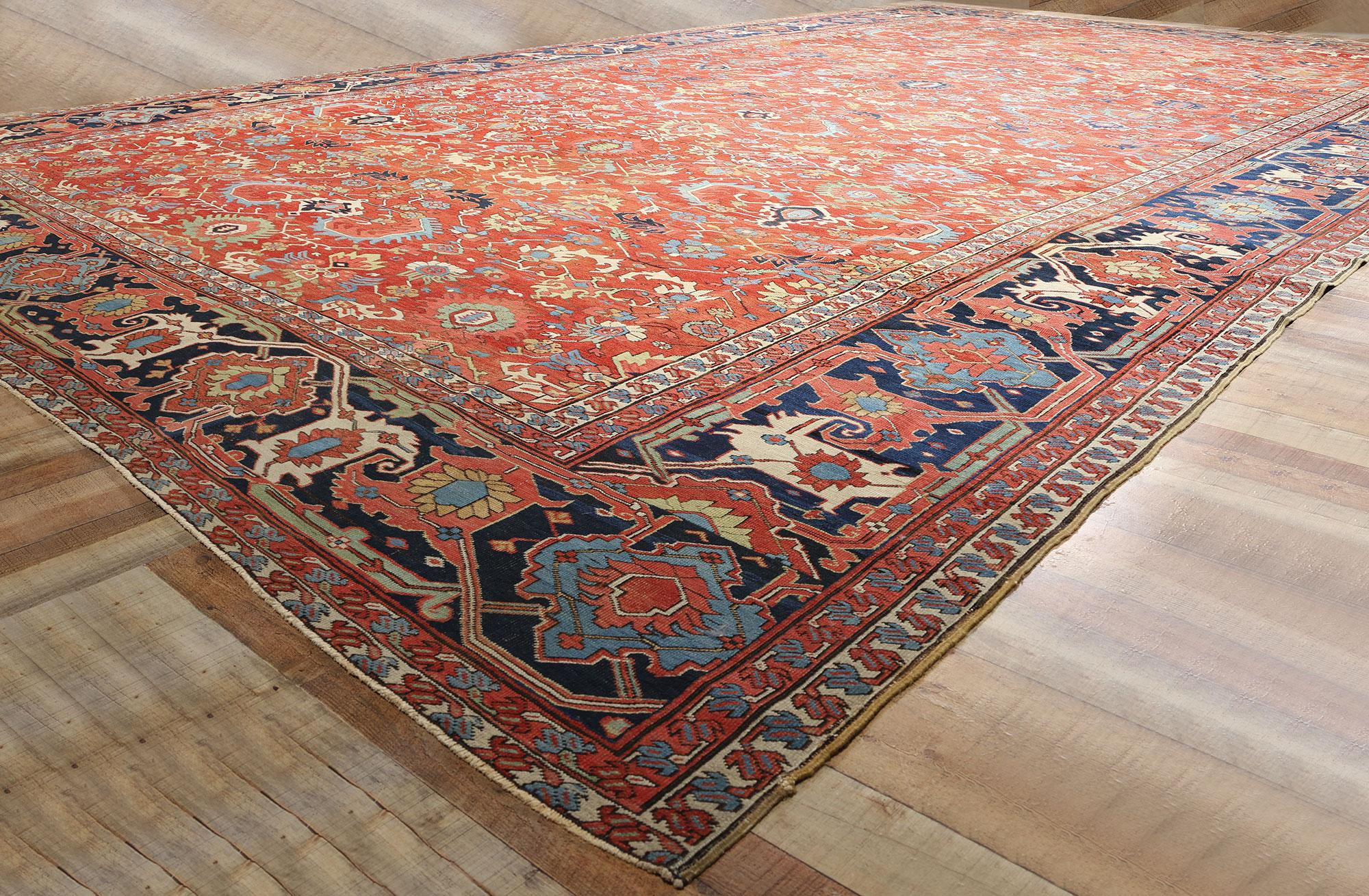 Antiker roter persischer Serapi-Teppich aus dem späten 19. Jahrhundert, 15'11 x 25'11 (Wolle) im Angebot