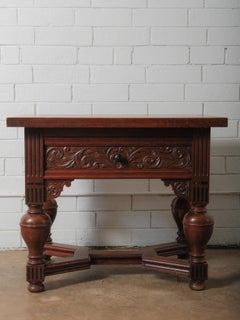 Late 19th Century Antique Renaissance Revival Carved Oak Table