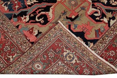 Late 19th Century Antique Serapi Persian Handmade Wool Rug