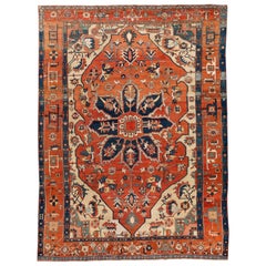 Late 19th Century Antique Serapi Wool Rug