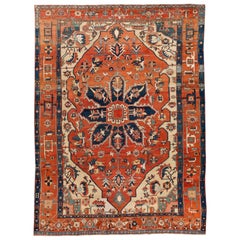 Late 19th Century Antique Serapi Wool Rug