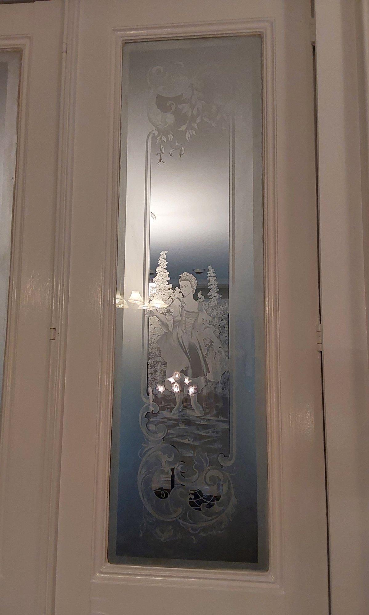 Late 19th Century Antique Set of Four Acid Etched Glass Doors, Four Seasons For Sale 10