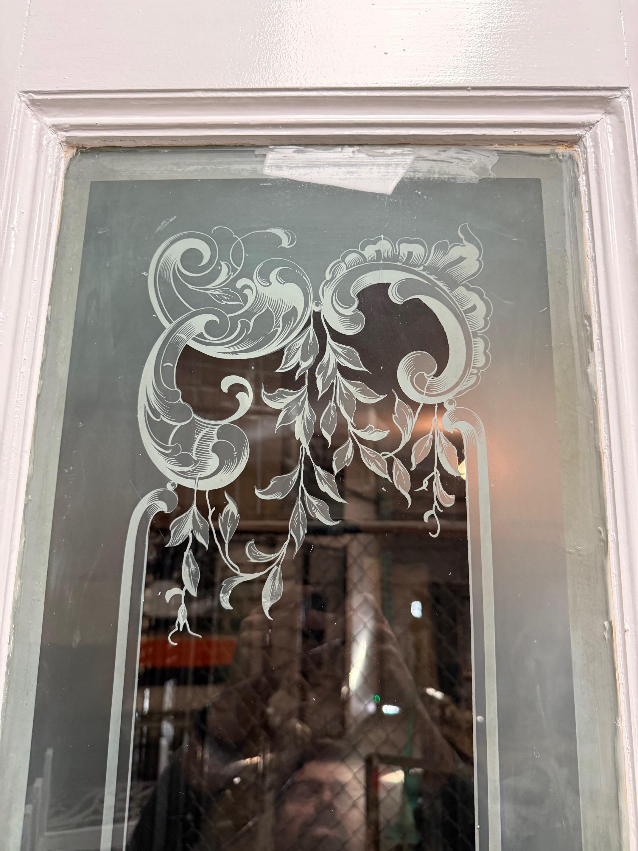 Late 19th Century Antique Set of Four Acid Etched Glass Doors, Four Seasons For Sale 12