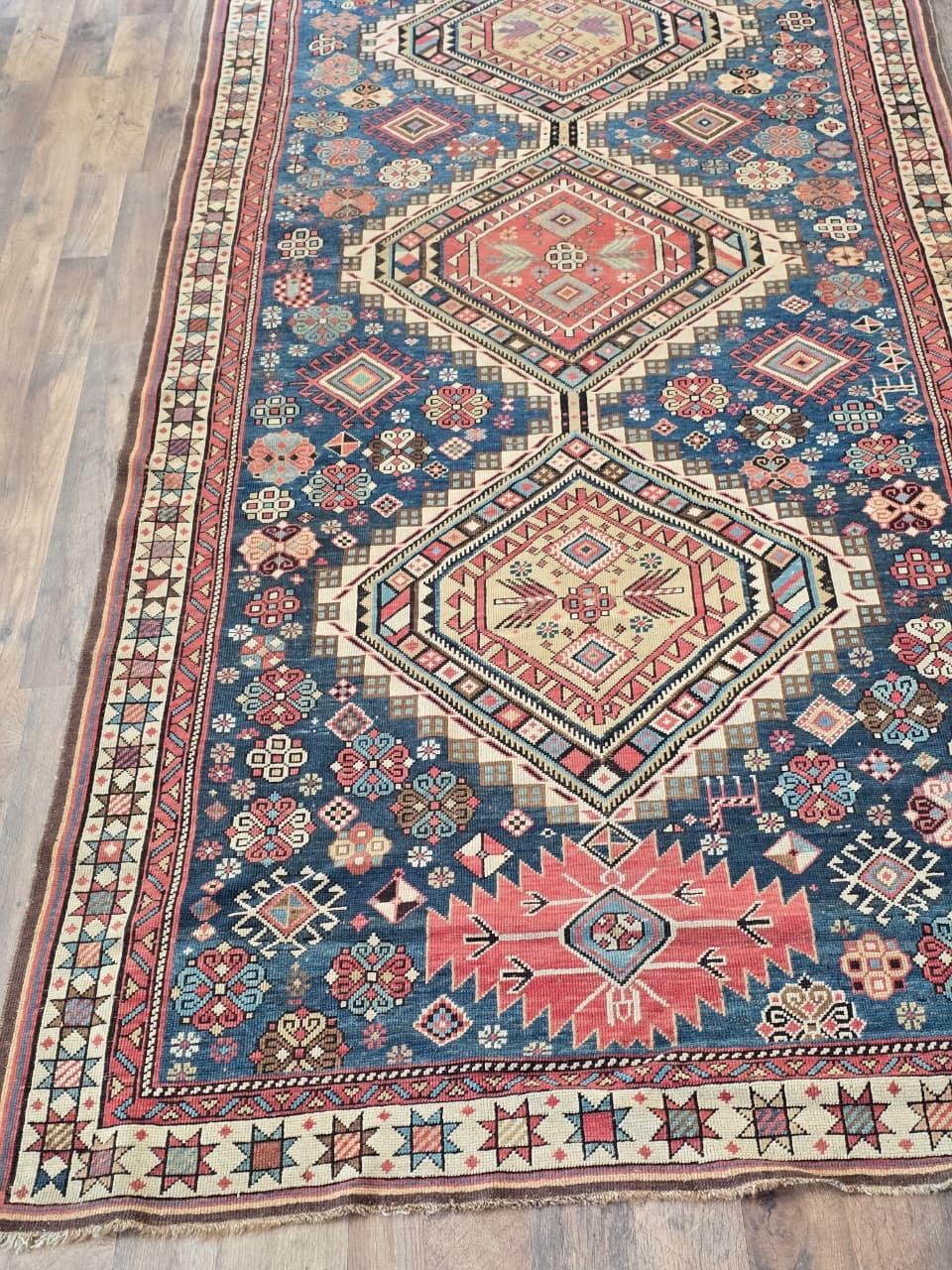 Tappeto antico Shirvan caucasico della fine del 19° secolo, circa 1880 - 122