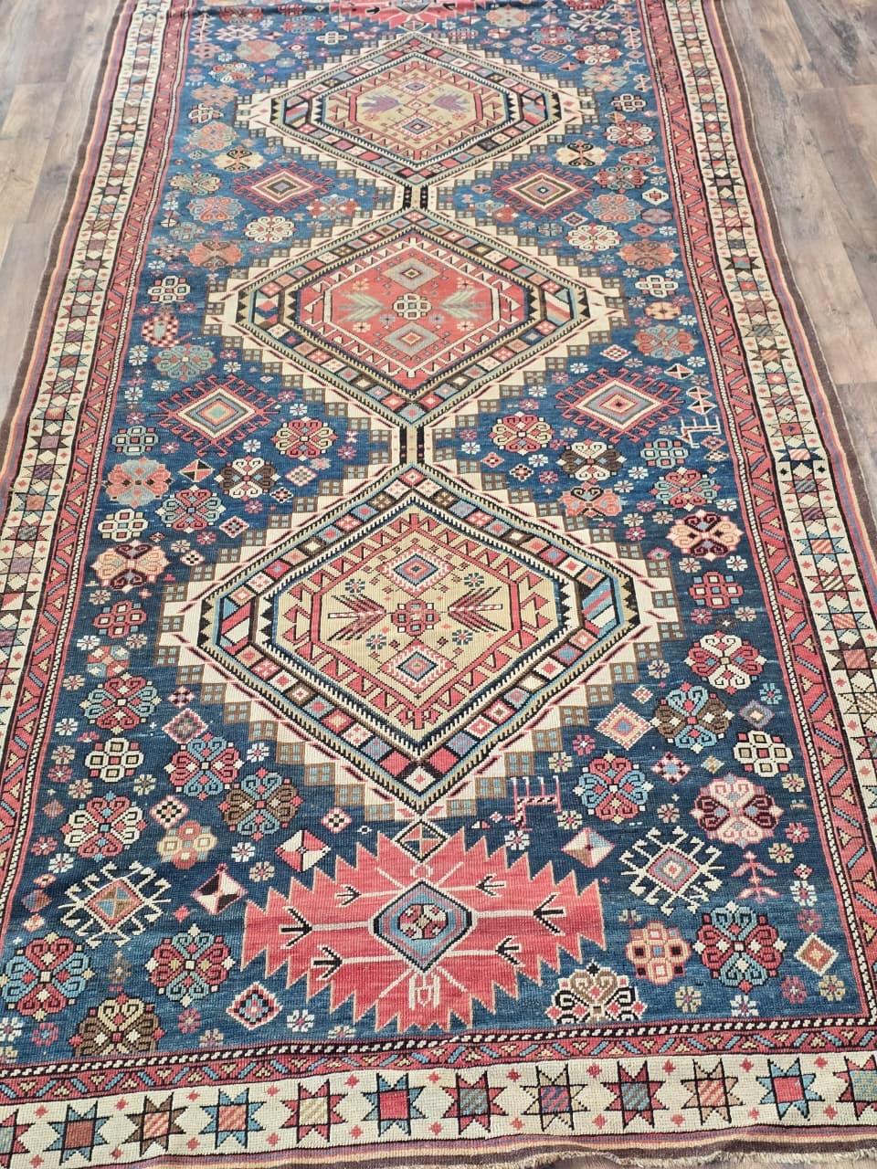 Tappeto antico Shirvan caucasico della fine del 19° secolo, circa 1880 - 122